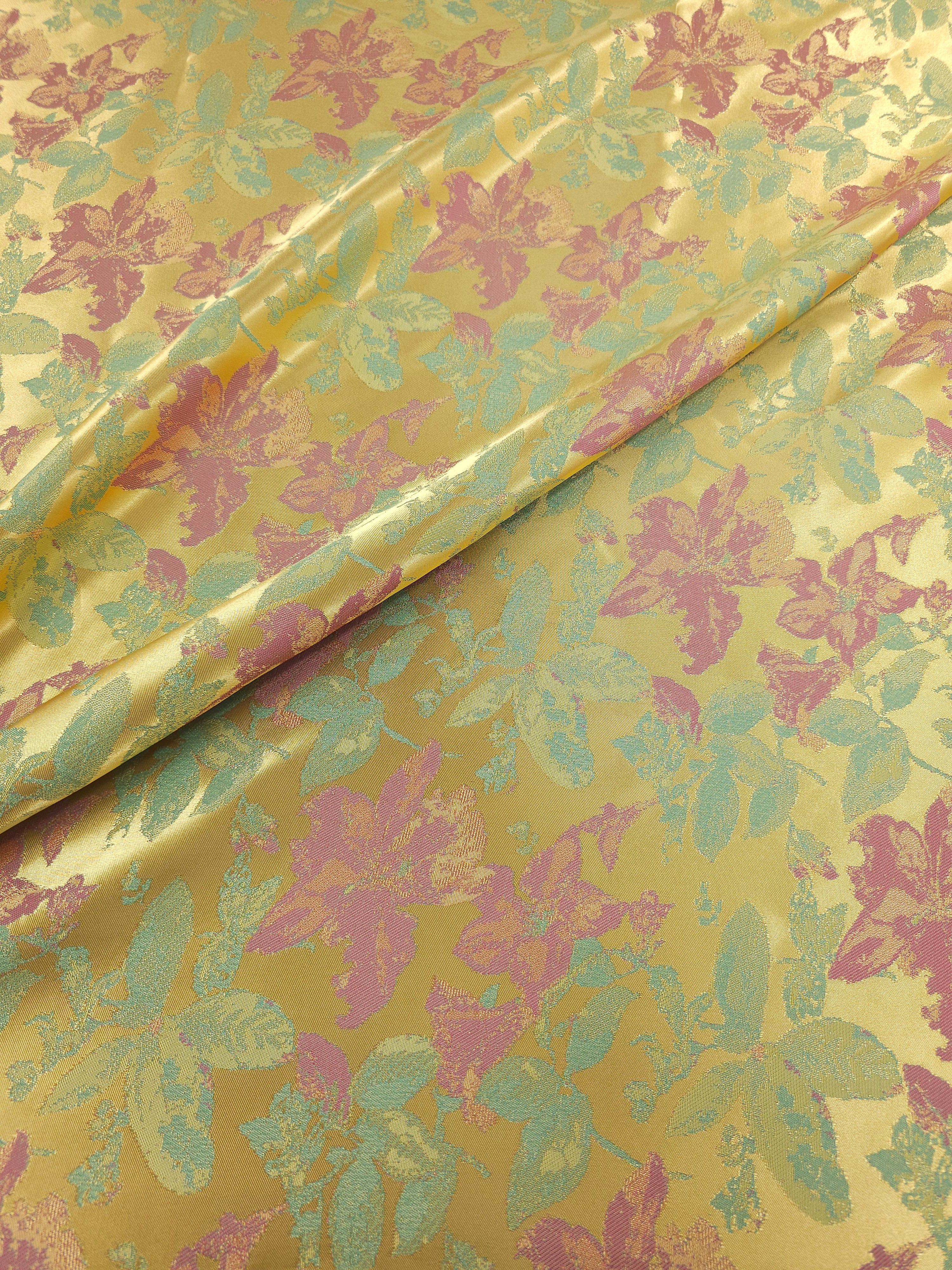 Gold Petal Floral Viscose Jacquard Mix
