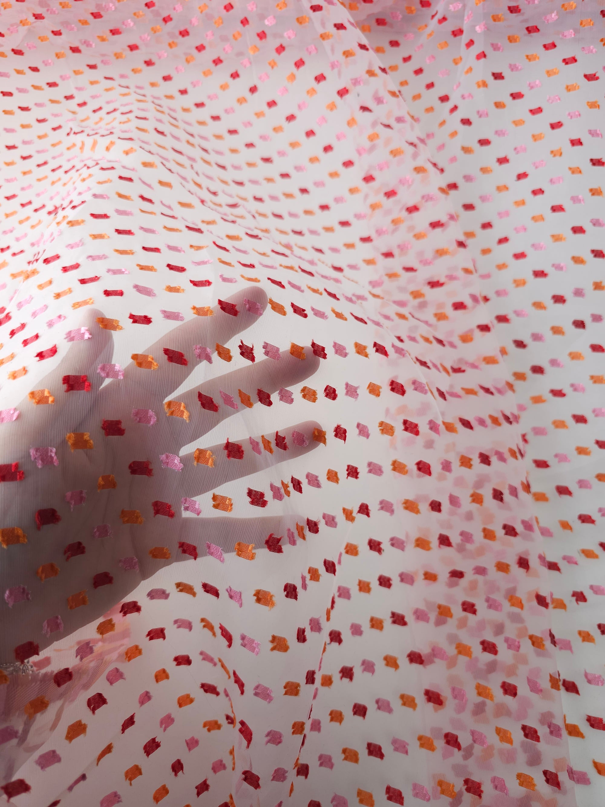 Pink/Orange Dobby Organza