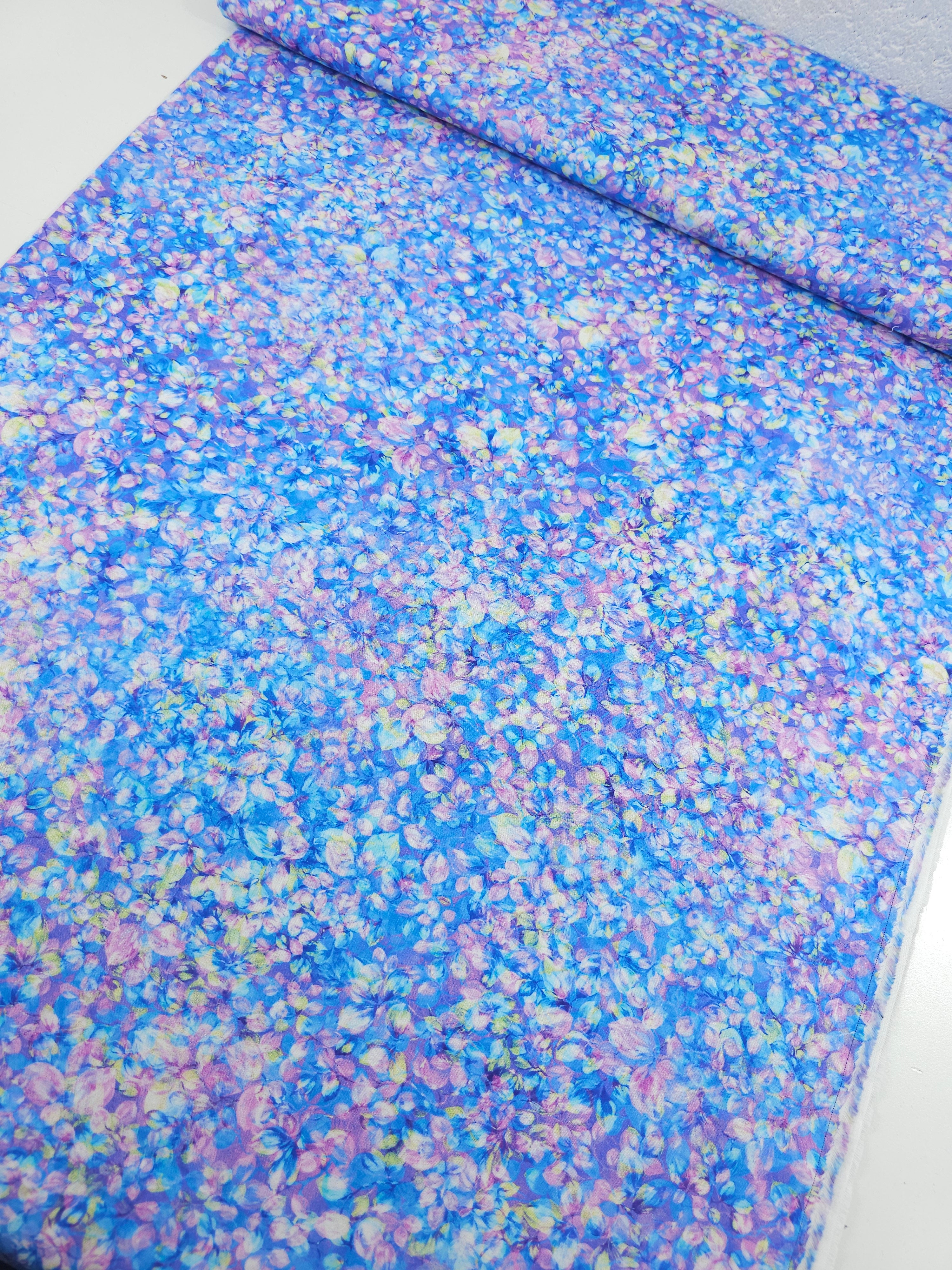 Lilac/Blue Foilage Petal 100% Cotton
