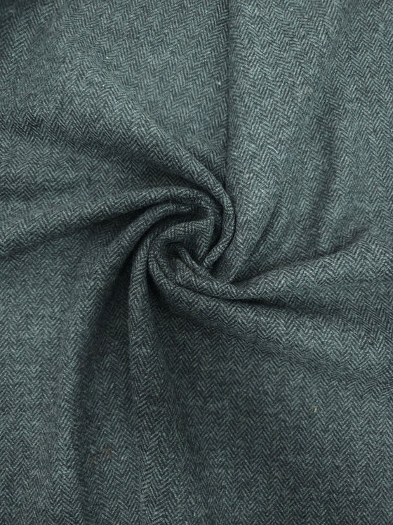 Charcoal Grey Herringbone Wool Suiting