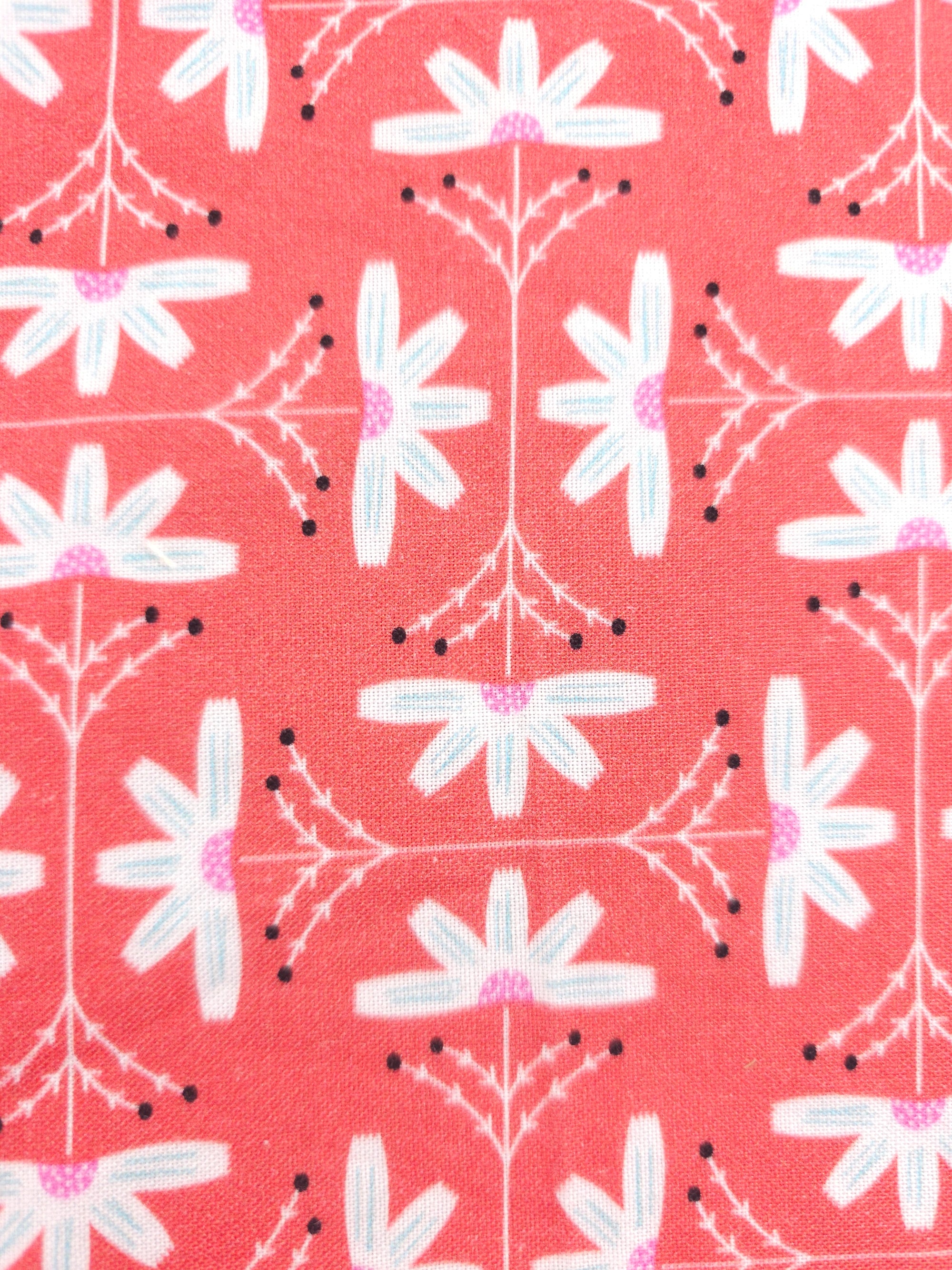 Coral Abstract Flower 100% Cotton - 1.60m Piece