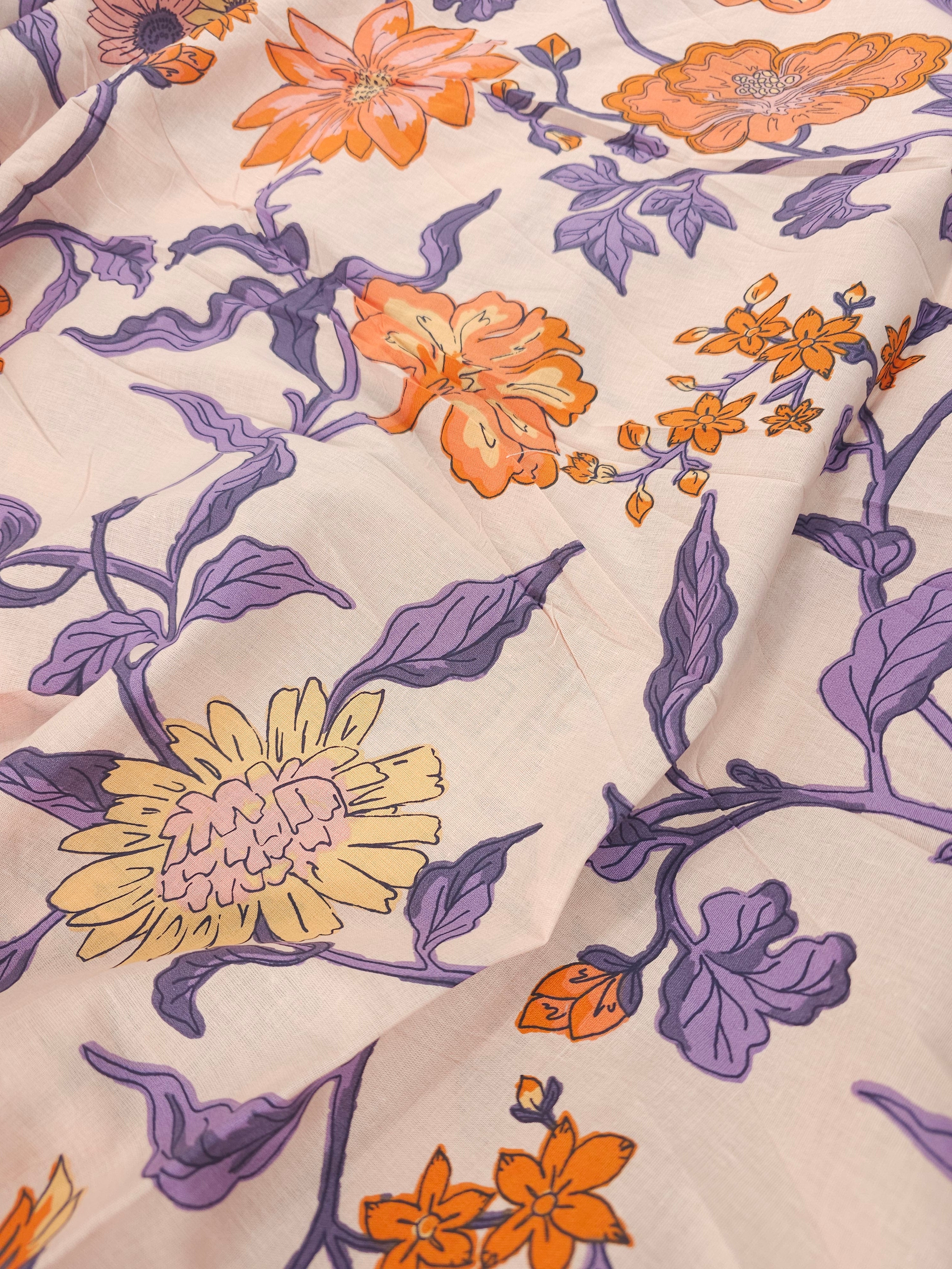 Peach Floral Vine 100% Cotton 94” - Urban Outfitters *EXTRA WIDE*