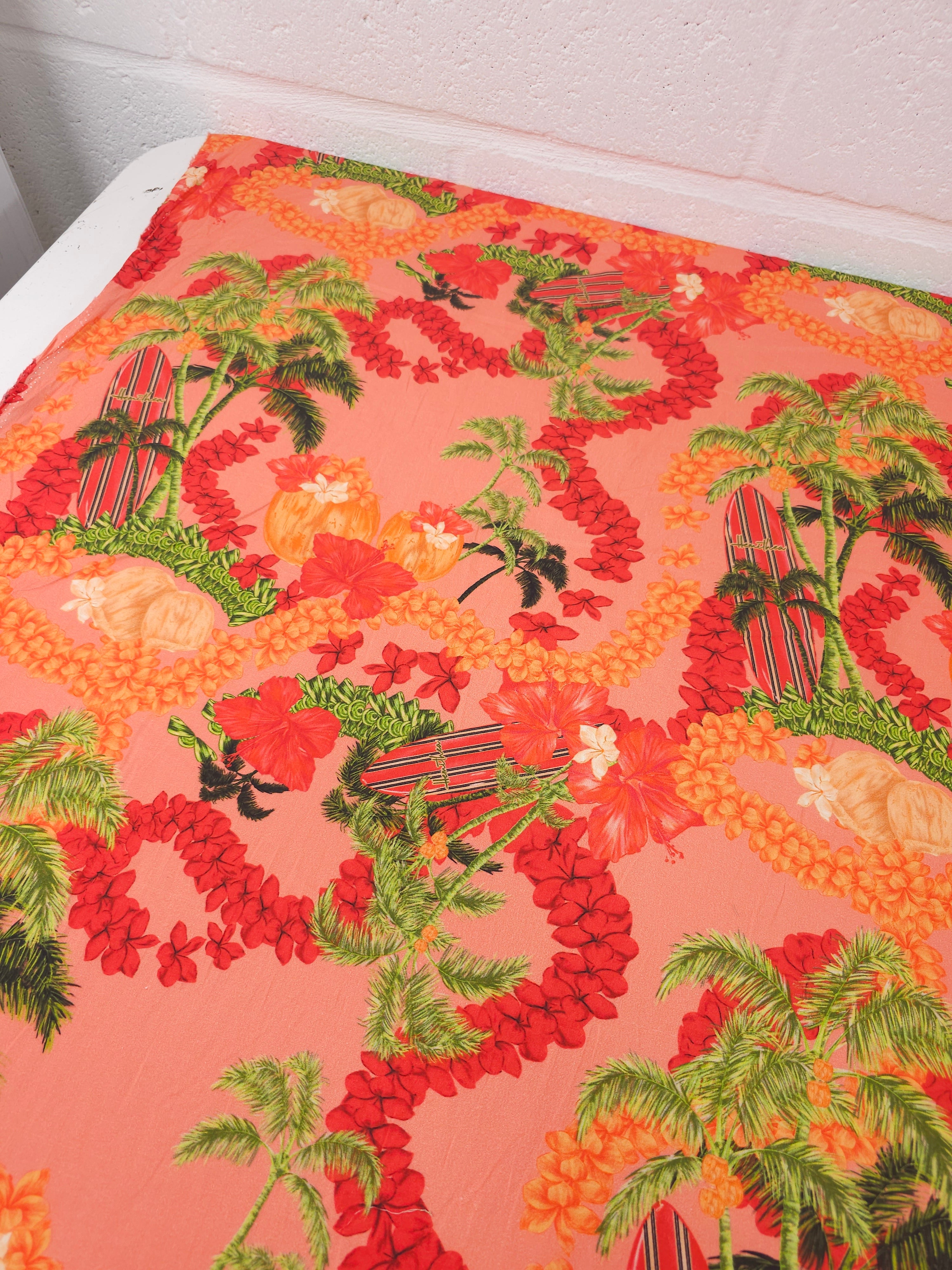Coral Hawaiin Surf Lightweight Cotton