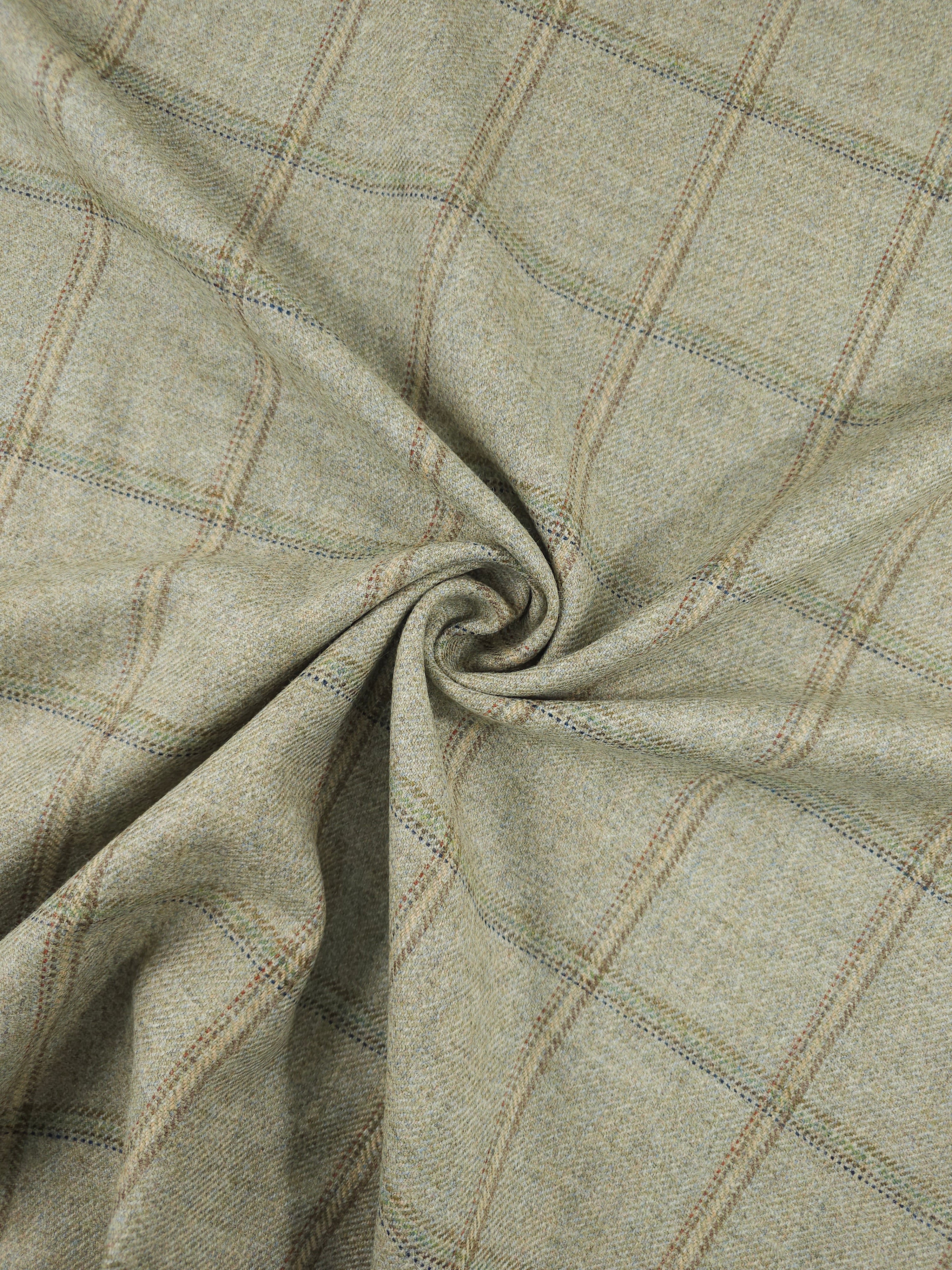 Greige Square Check Soft 100% Wool *ABRAHAM MOON*