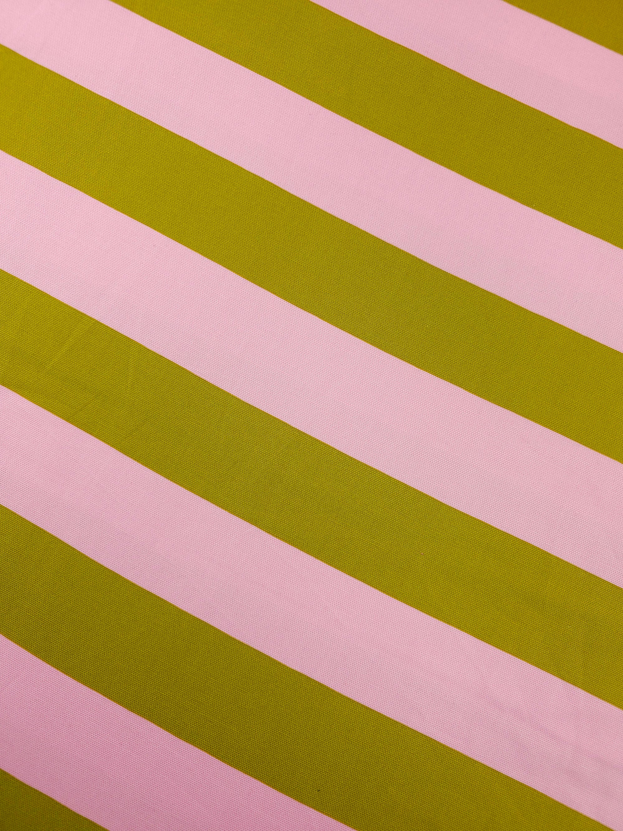 Pink/Mustard Green Block Stripe Lightweight Canvas Cotton