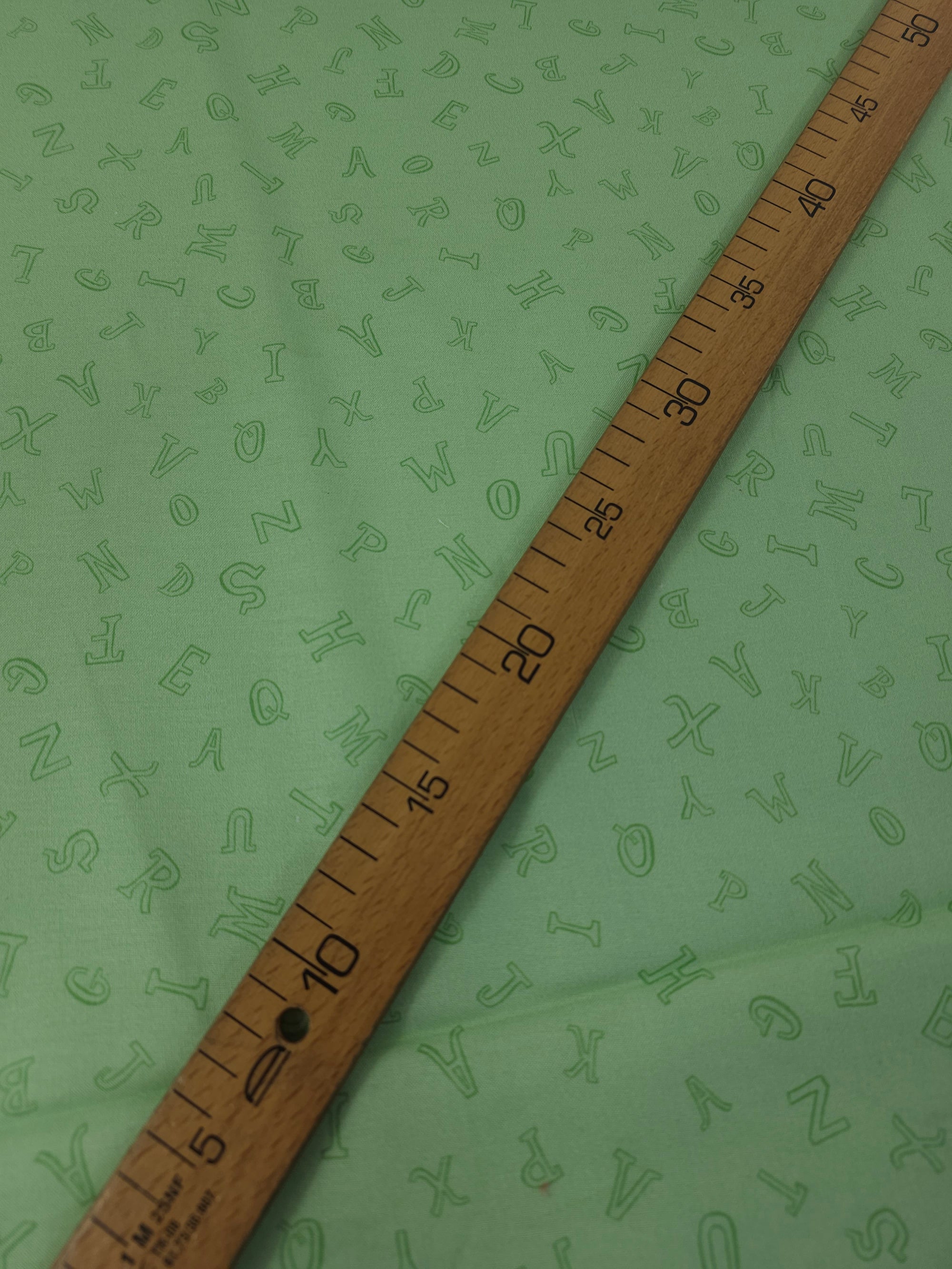 Green Novelty Alphabet 100% Cotton