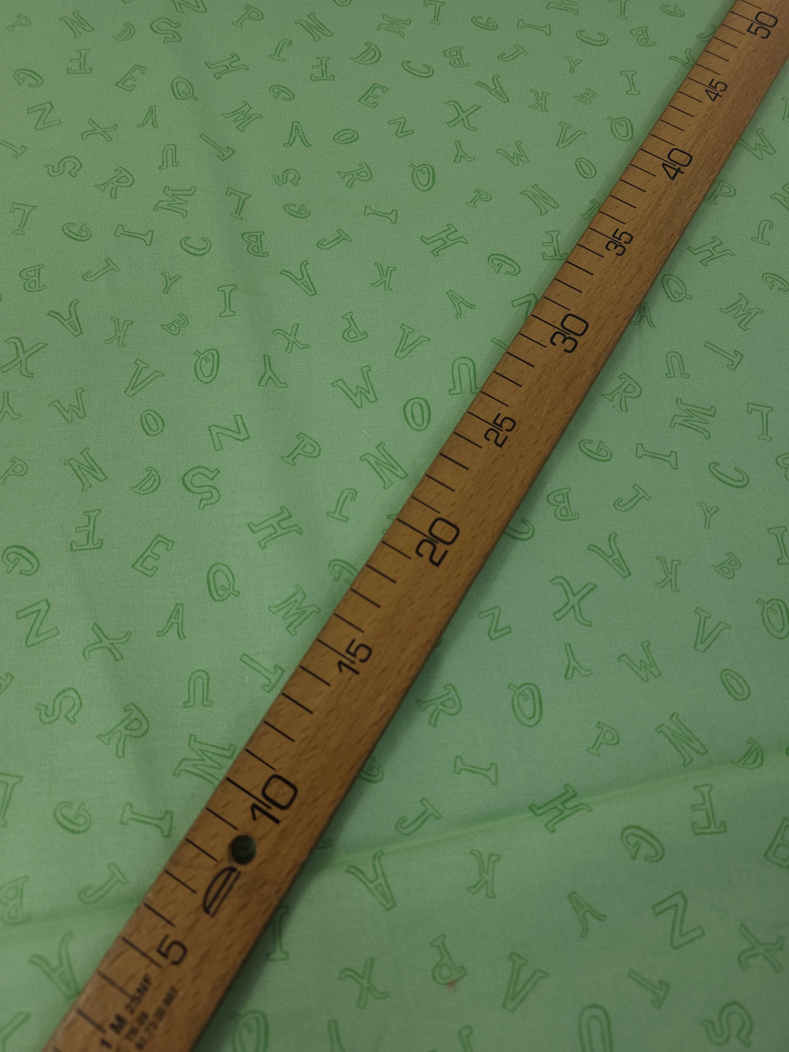 Green Novelty Alphabet 100% Cotton