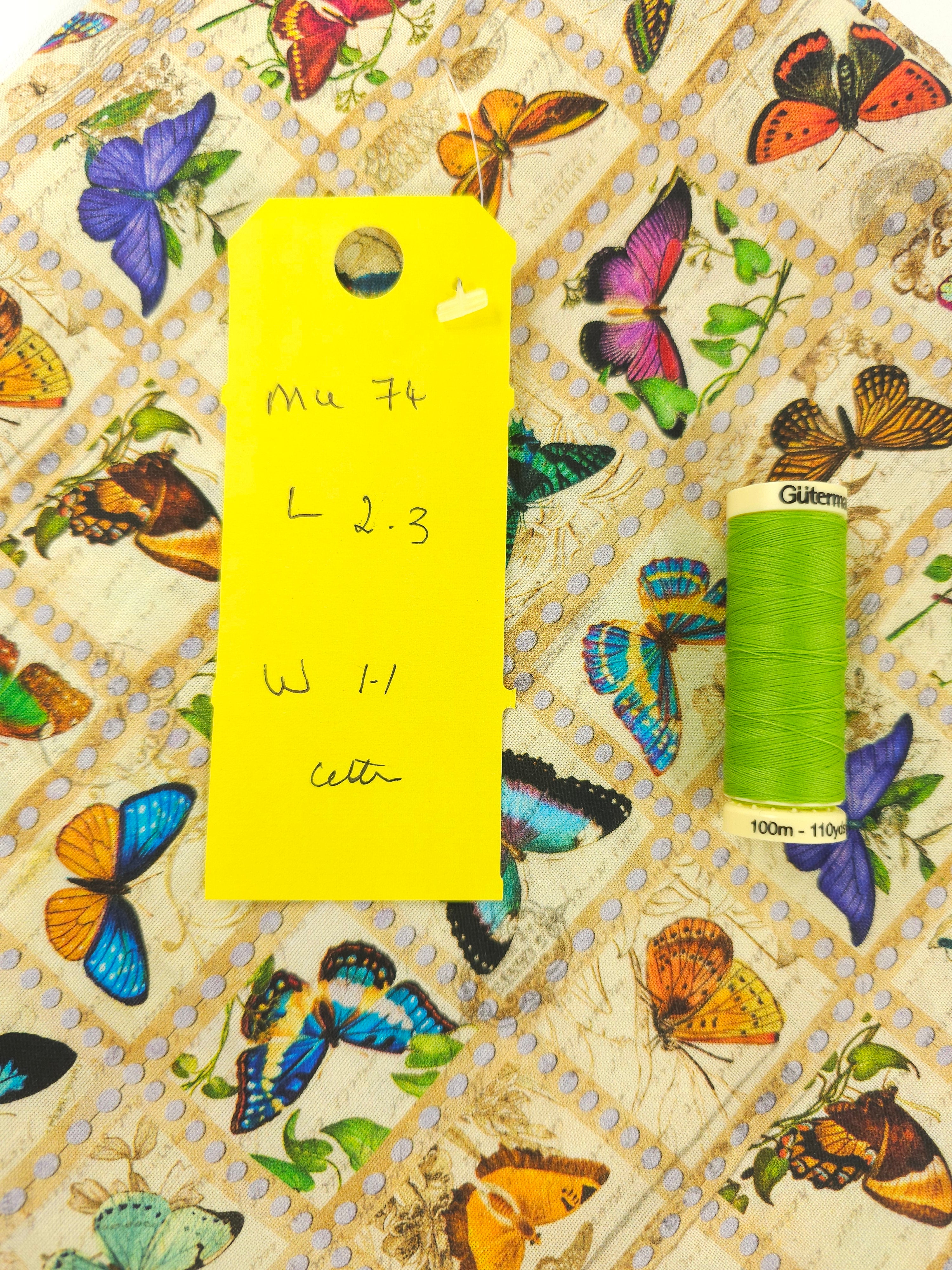 Butterfly Vintage stamp Cotton- 2.3m piece