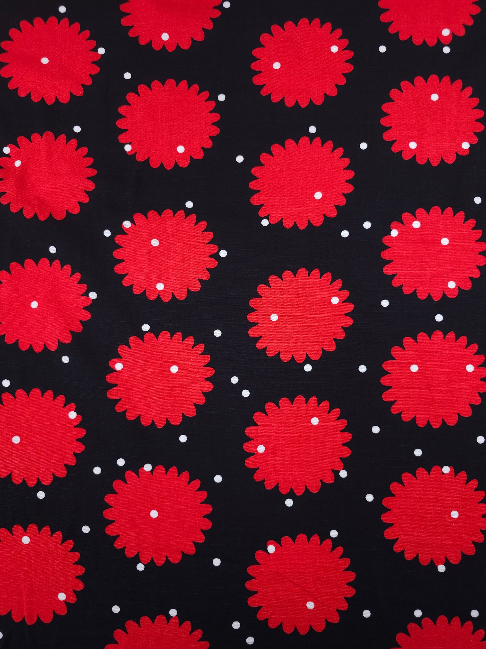 Red/Black Puff Polka Cotton Viscose