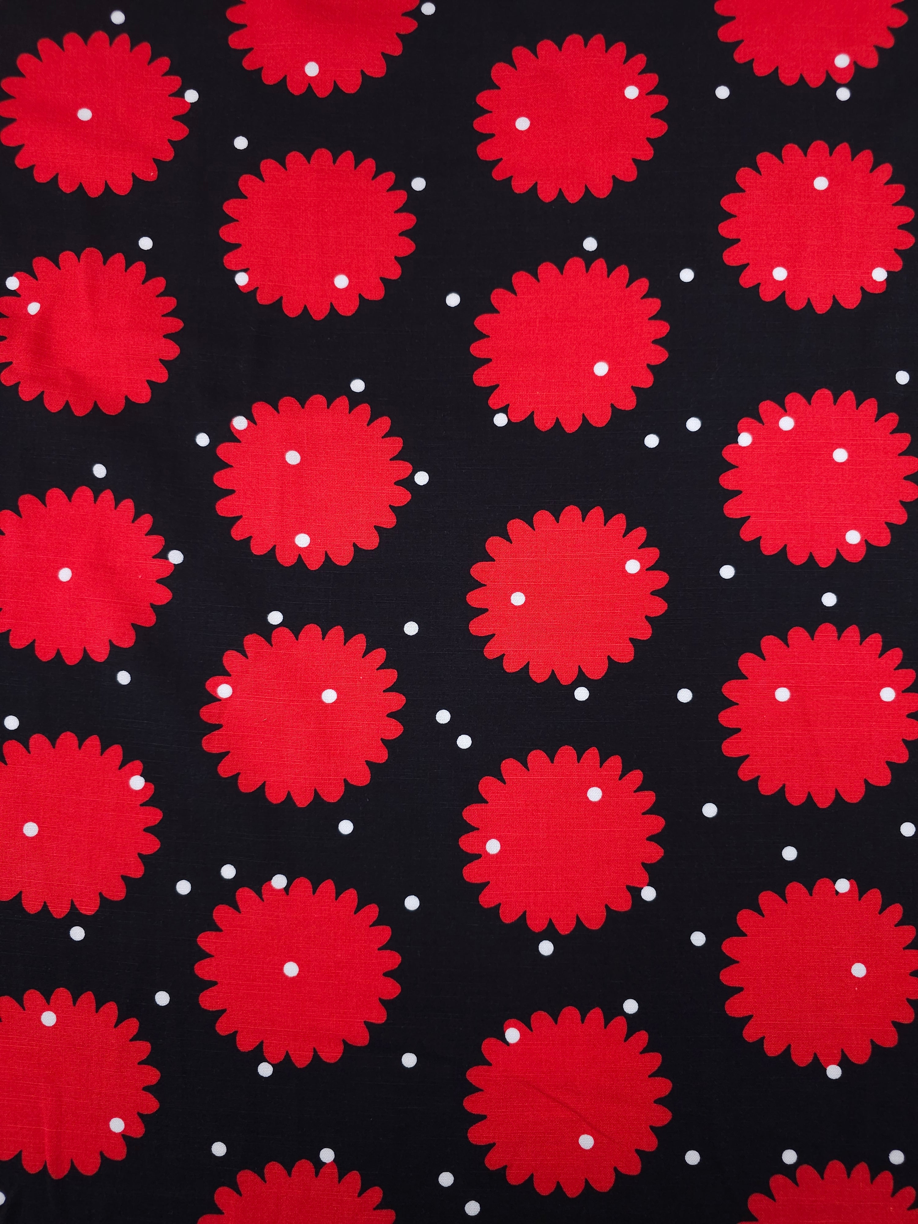 Red/Black Puff Polka Cotton Viscose