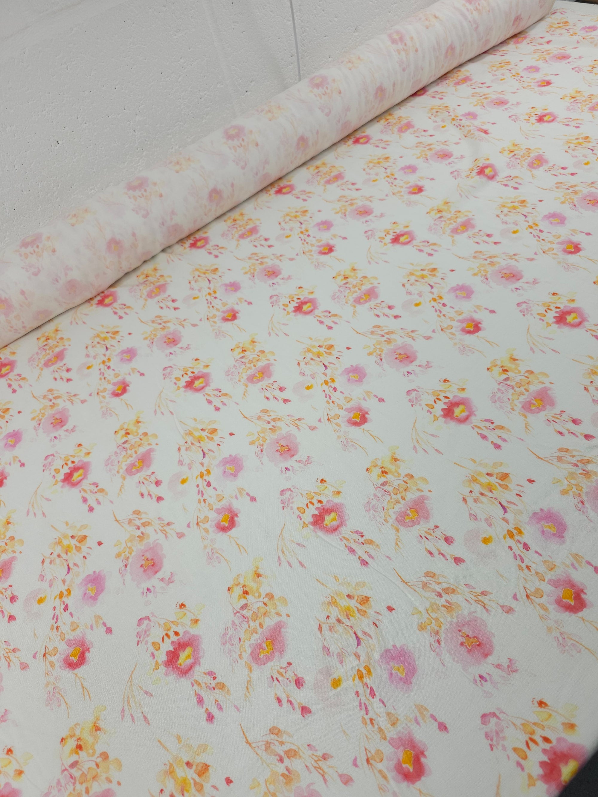 Pink/Orange Harvest Floral Viscose Challis