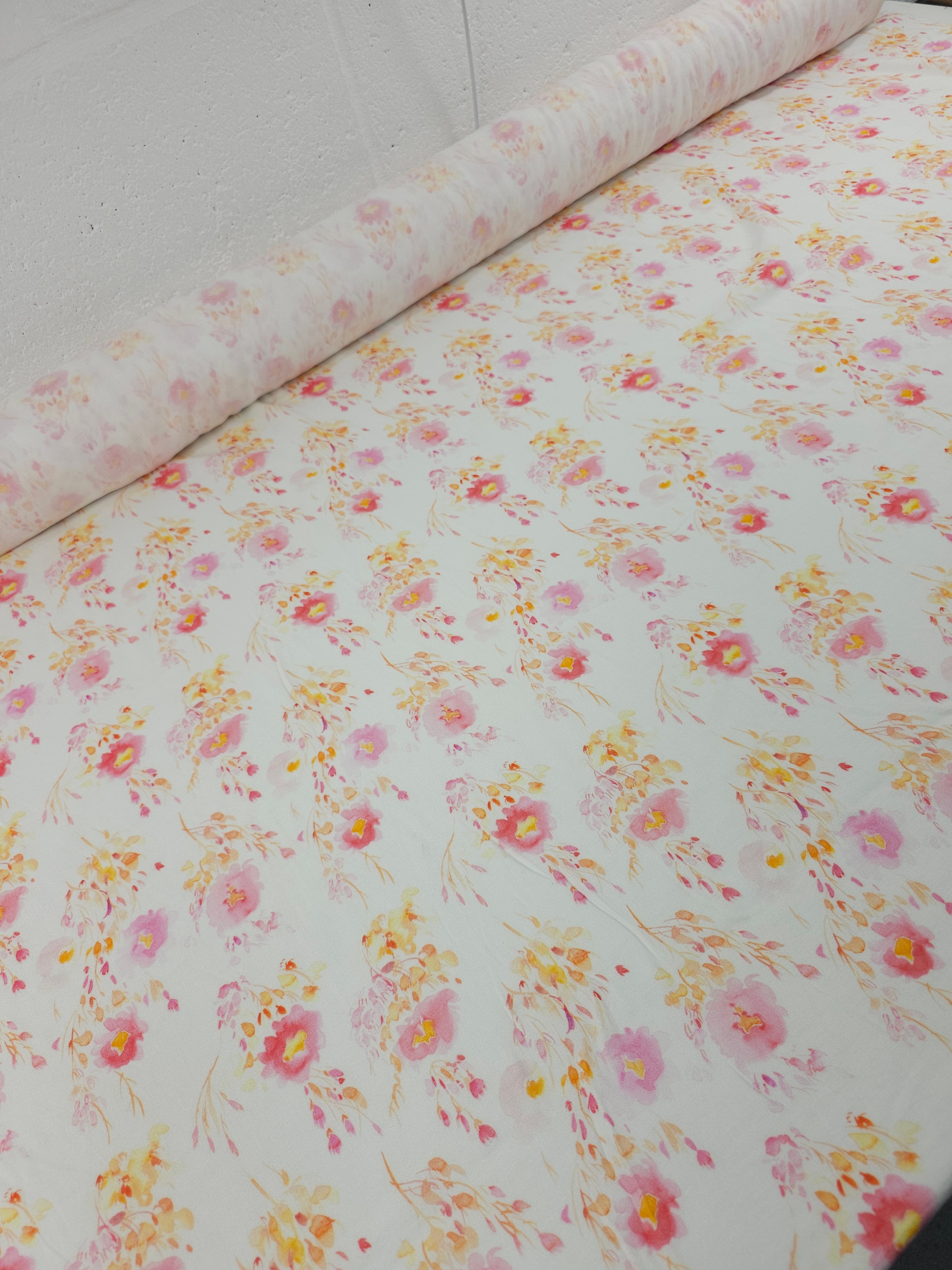 Pink/Orange Harvest Floral Viscose Challis