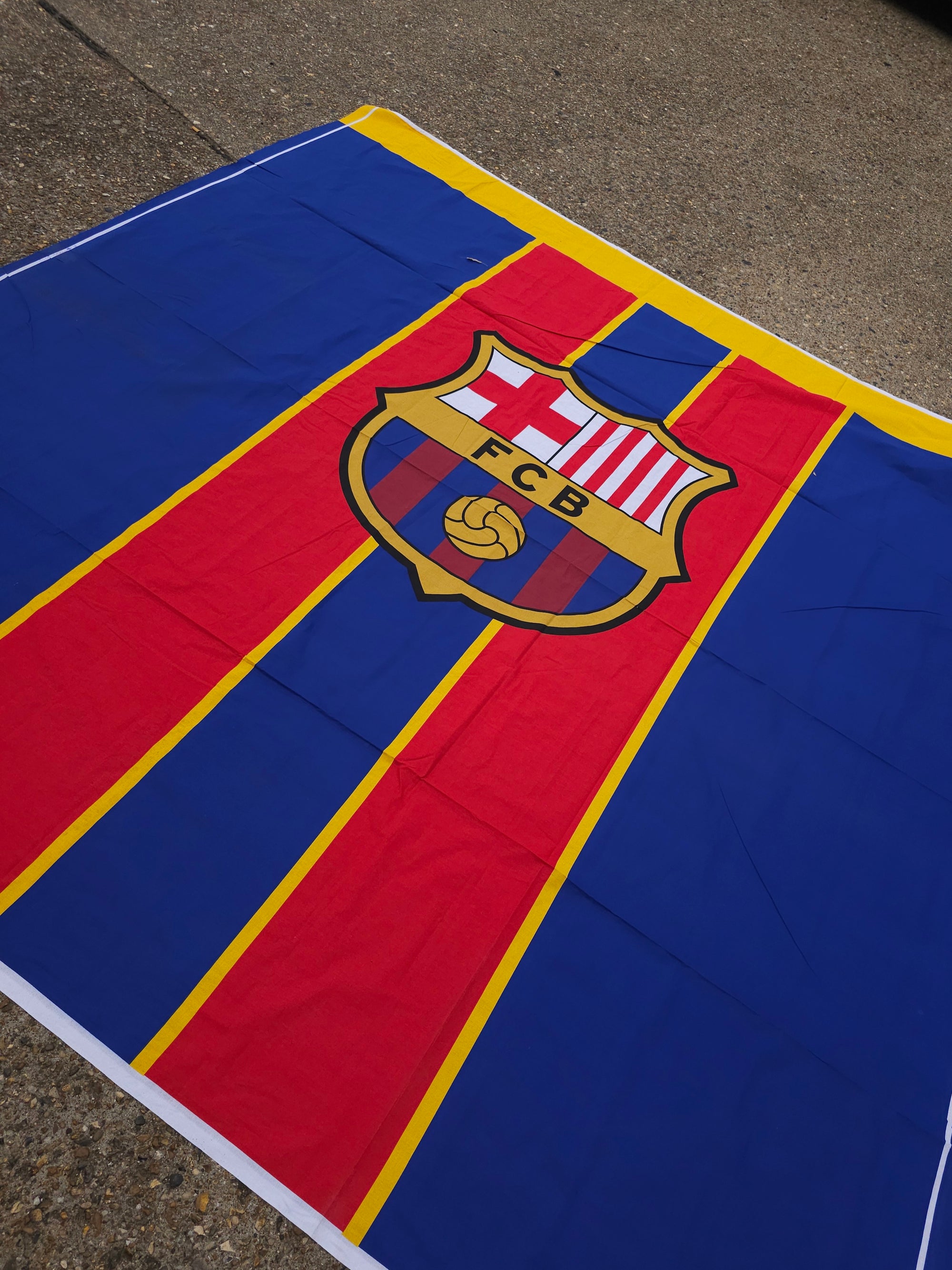 FC Barcelona Large Emblem 100% Cotton Football Fabric - 2.40m Panel *EXTRA WIDE*