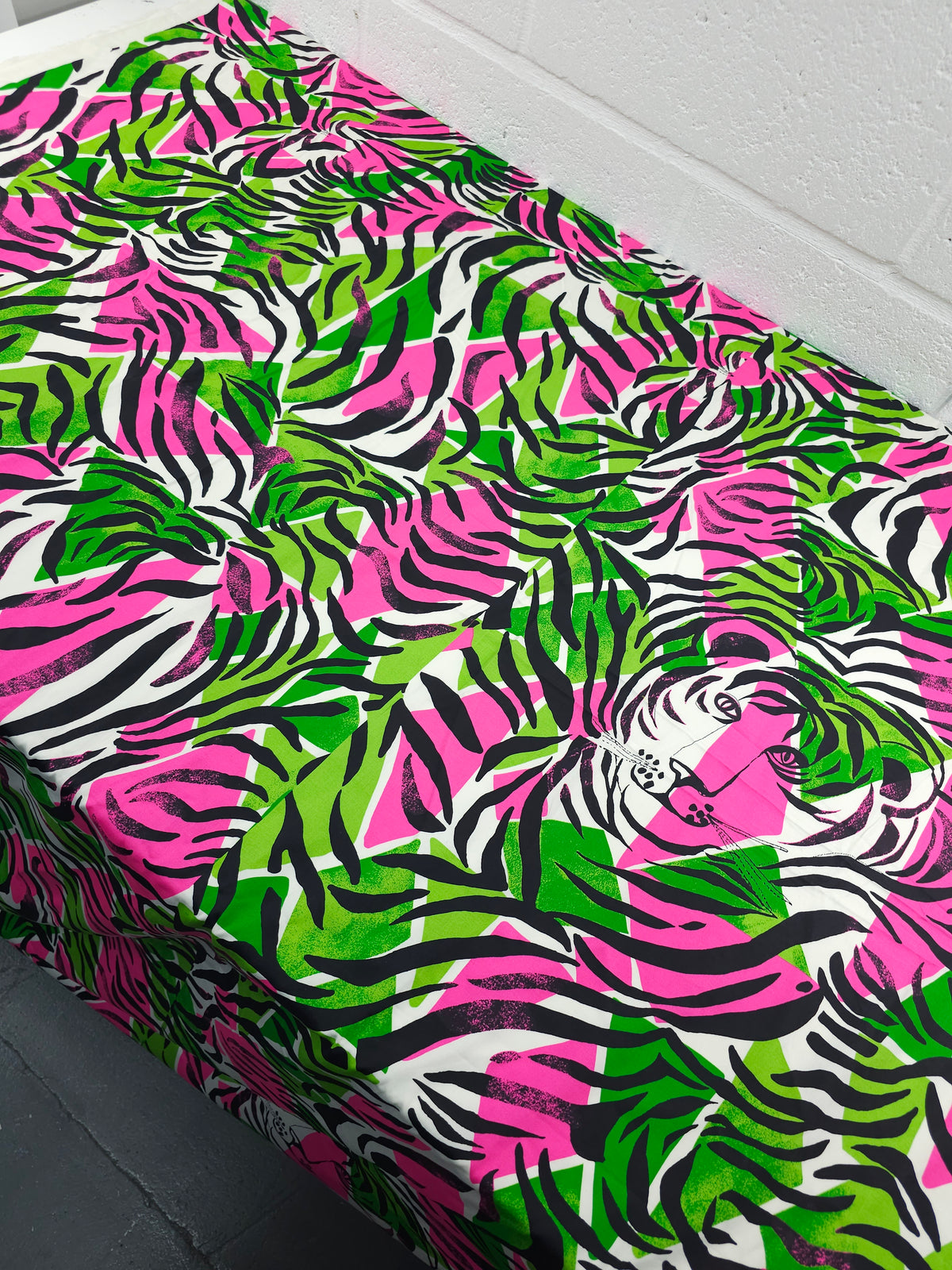 Neon Pink/Green Tiger Stripe Lightweight Cotton Sateen - Lilly Pulitzer