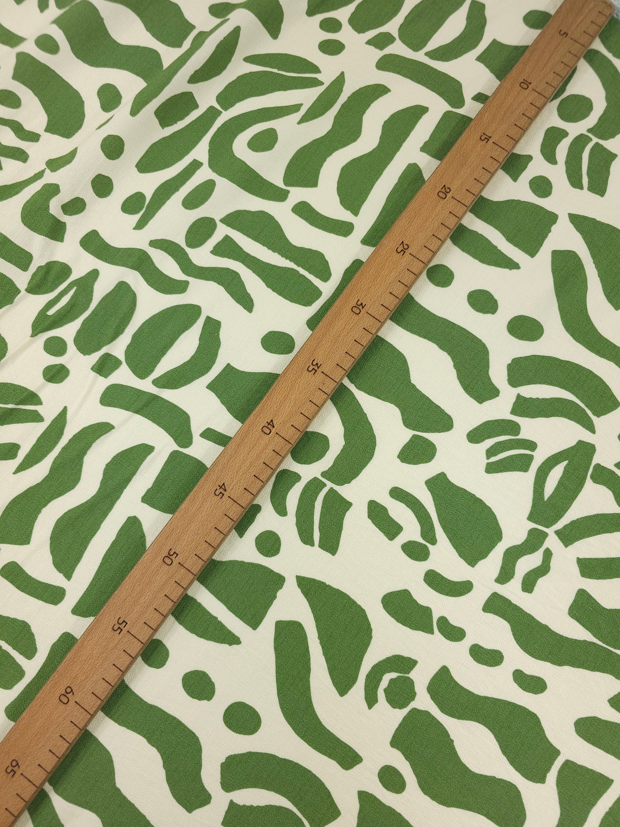 Ivory/Sage Abstract Shapes Viscose Mix