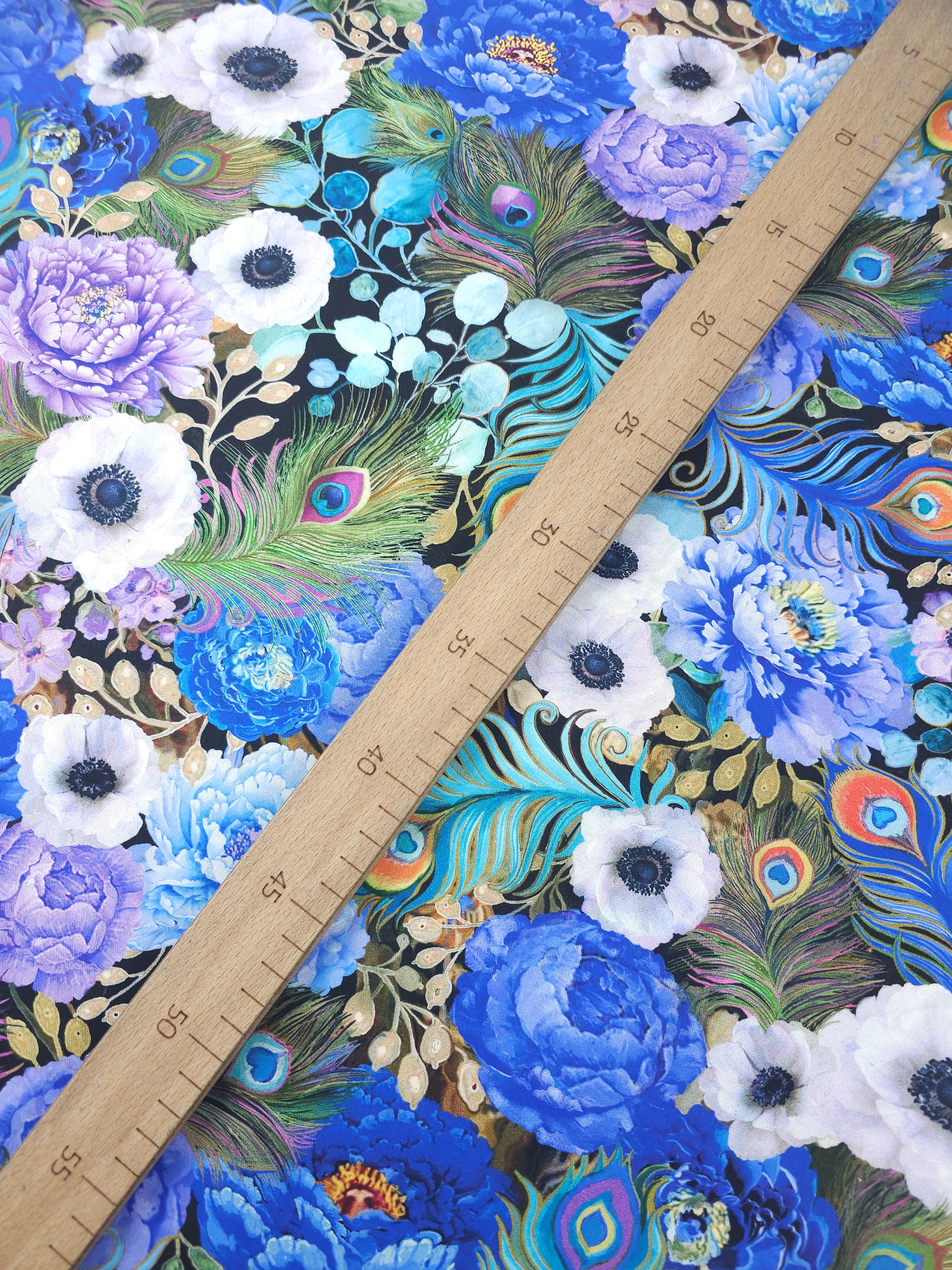 Peacock Floral Bloom 100% Cotton