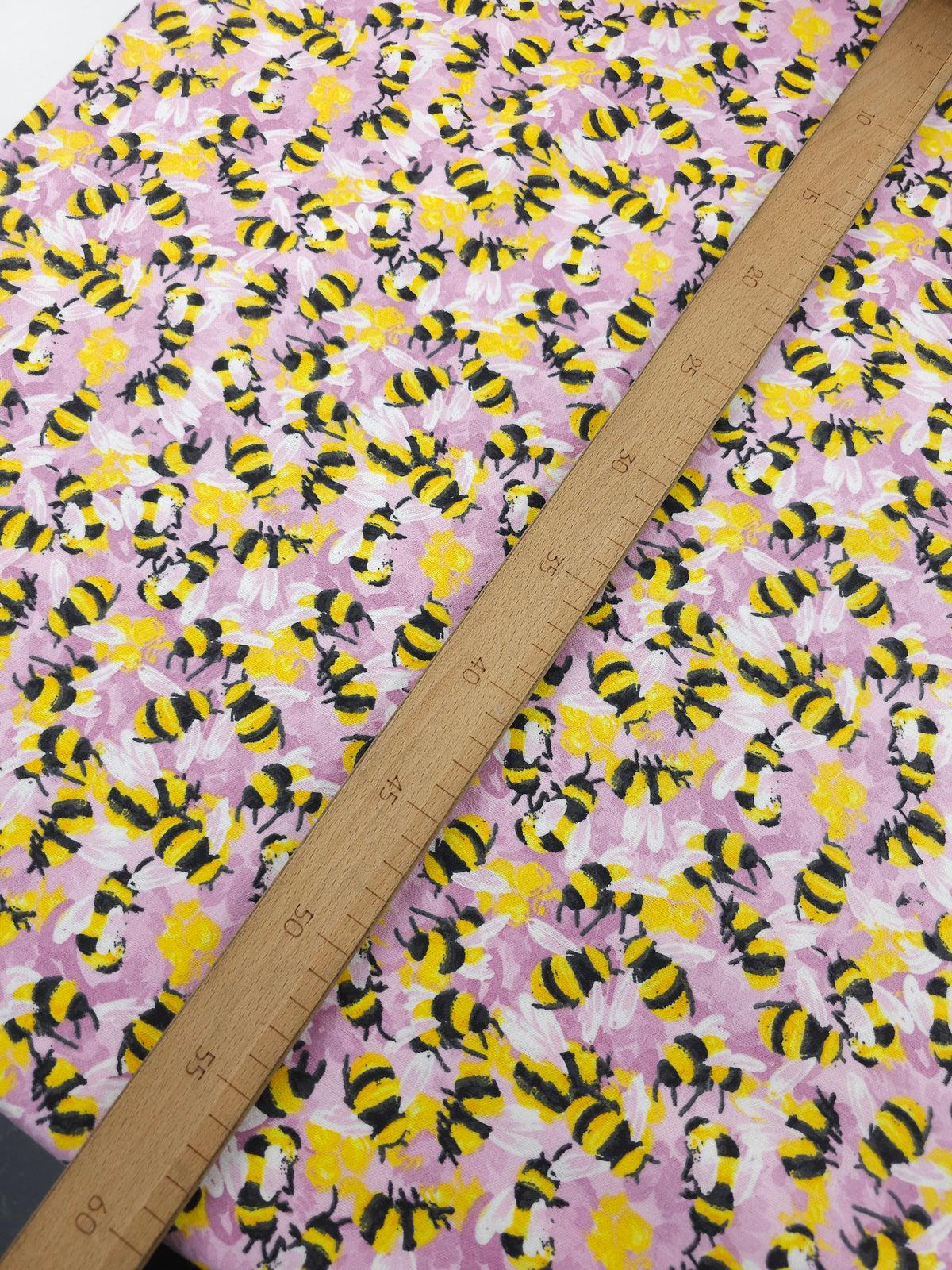 Mauve Bee Field Lightweight Flannel Cotton - Joann