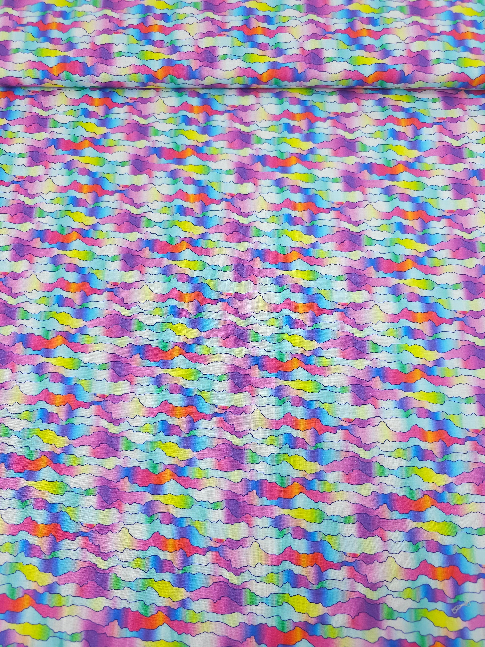 Rainbow Wriggle Stripe 100% Cotton