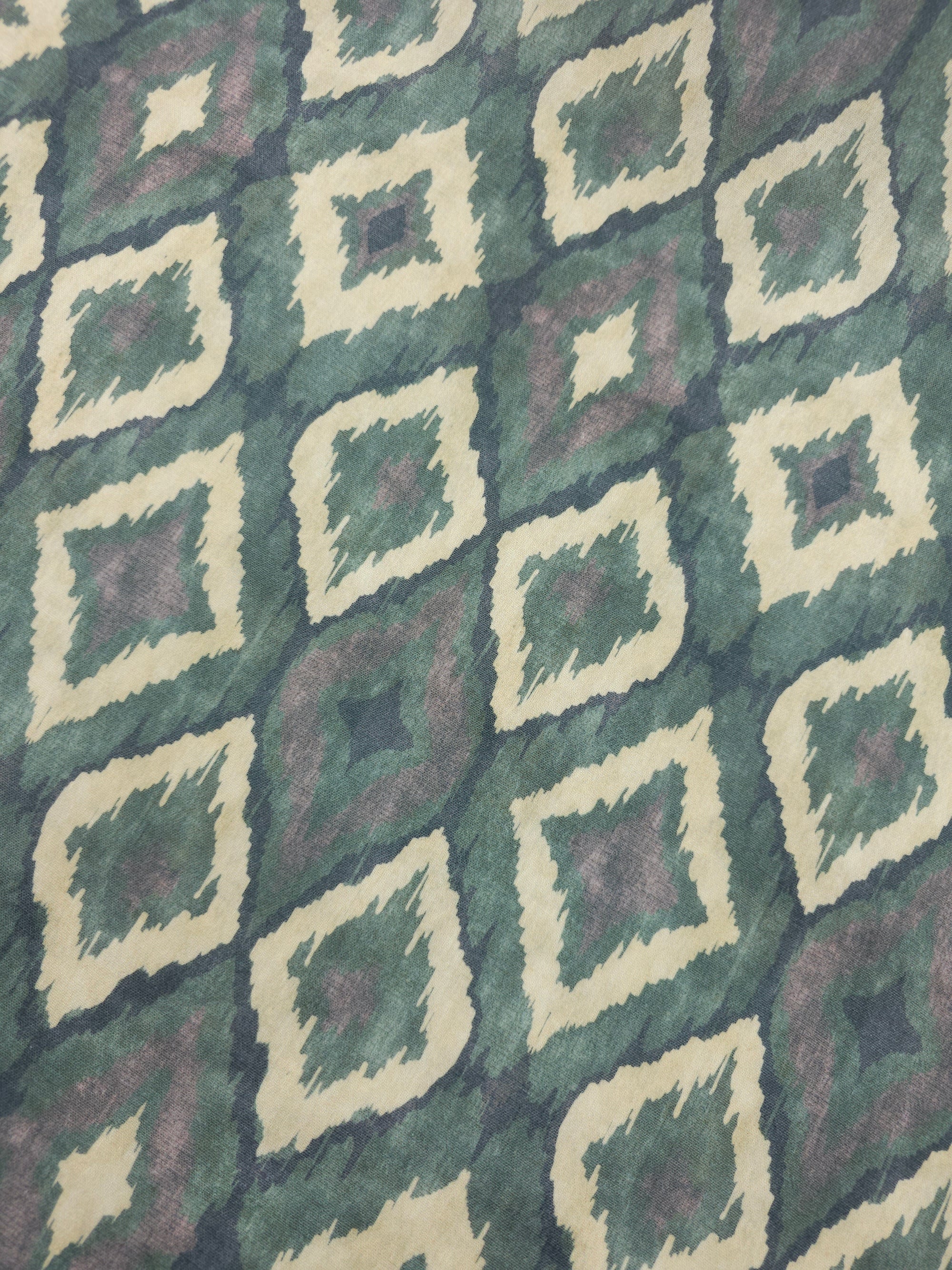 Khaki Beige Diamond Cotton Flax