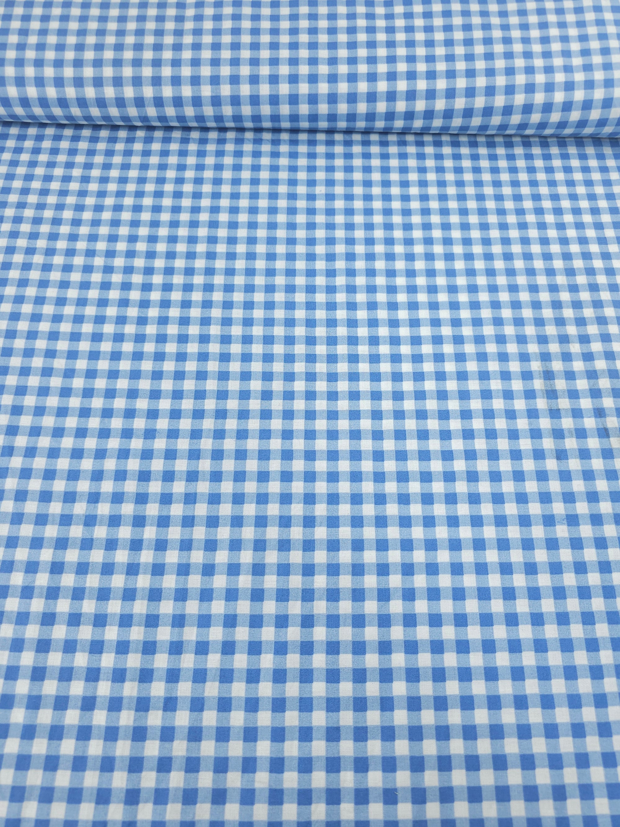 Powder Blue Small Gingham 100% Cotton 45"