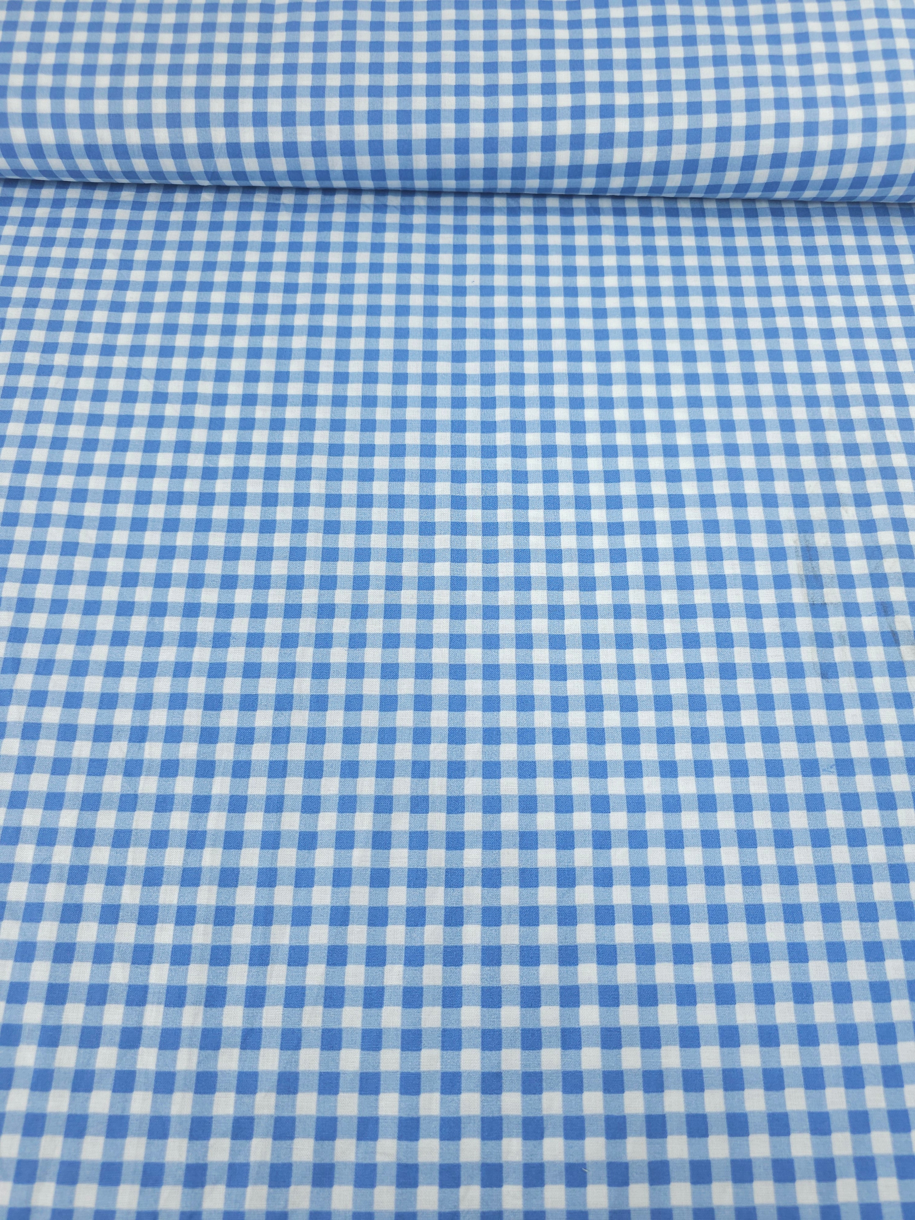 Powder Blue Small Gingham 100% Cotton 45"