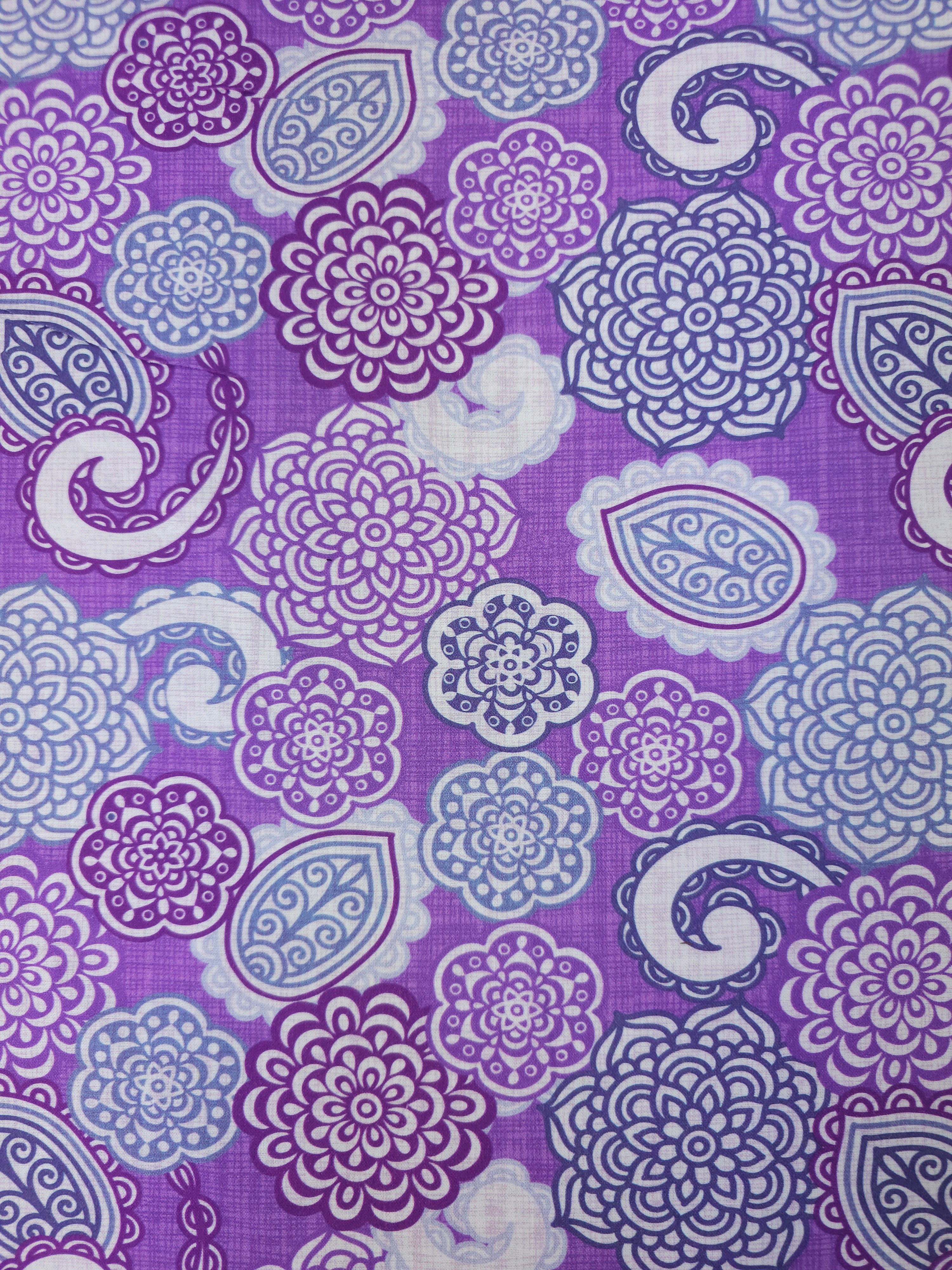 Purple Paisley Floral 100% Cotton