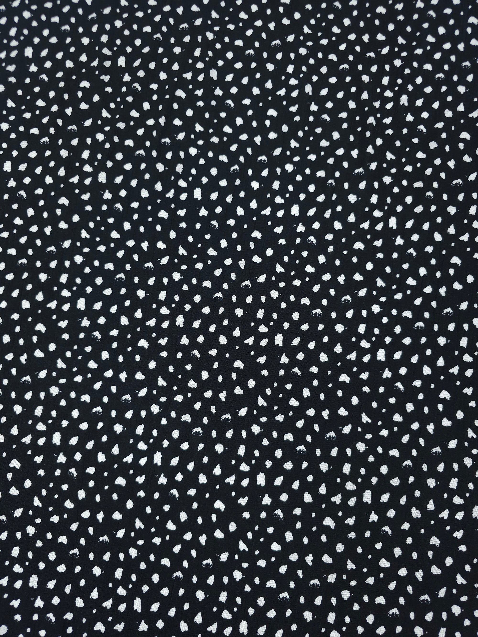 Black/White Irregular Speckle Dot Crinkle Viscose