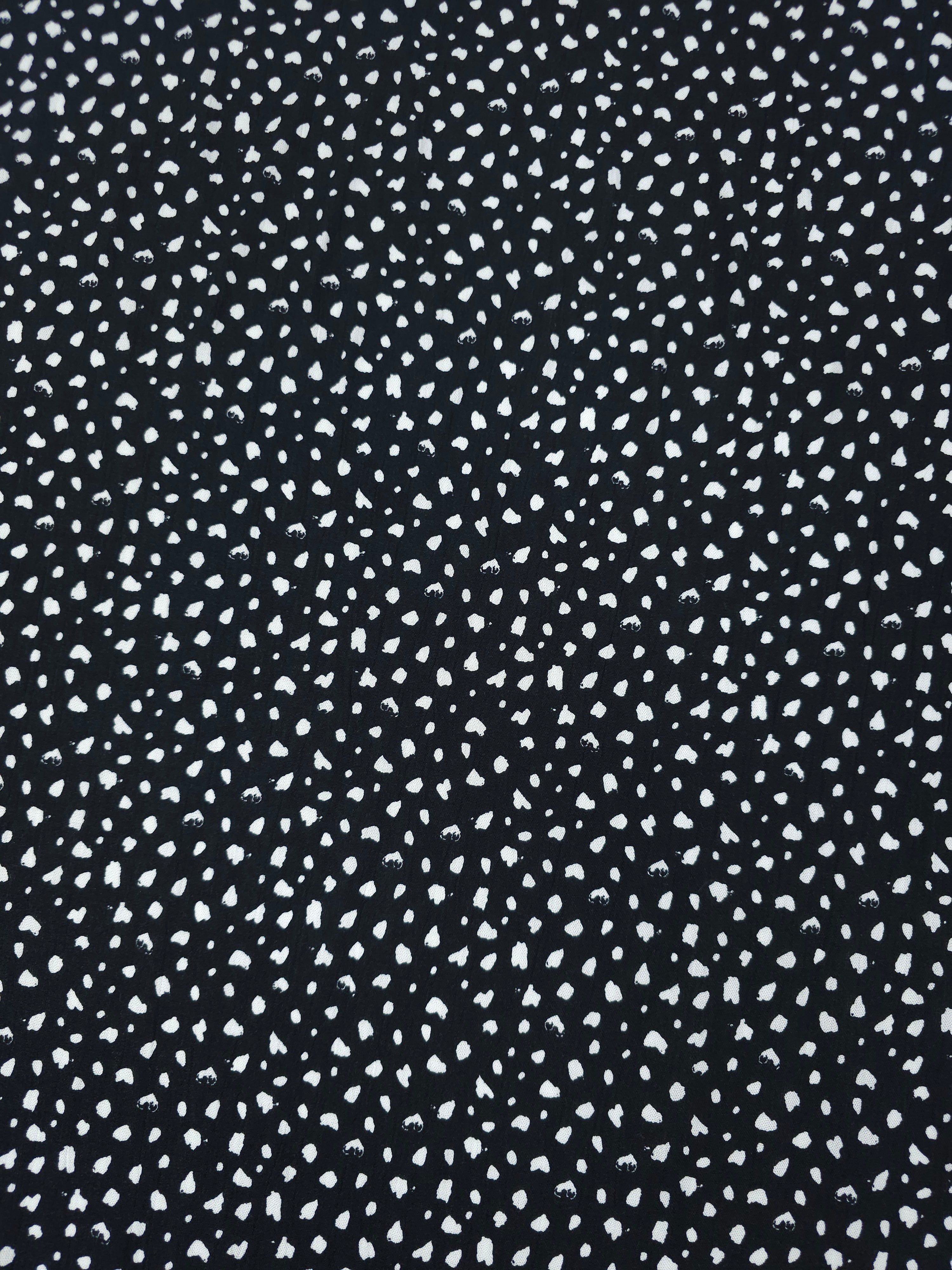 Black/White Irregular Speckle Dot Crinkle Viscose