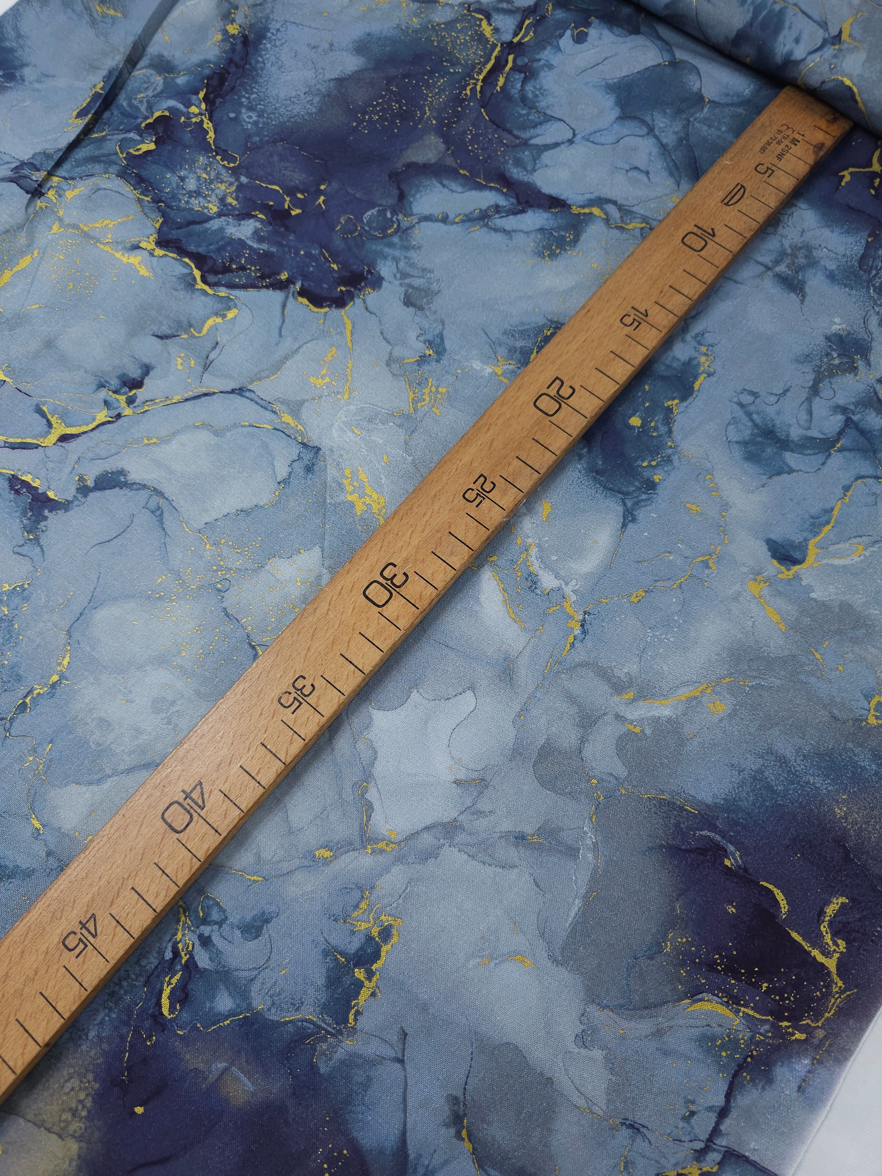 Smokey Grey/Gold Marble 100% Cotton