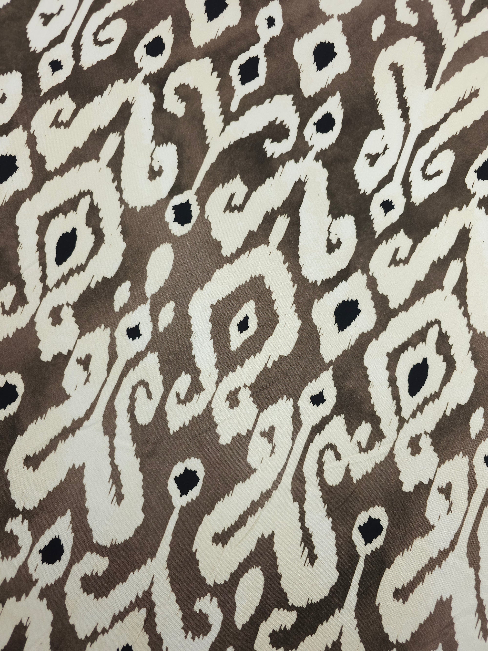 Mocha/Cream Ikat Viscose Challis