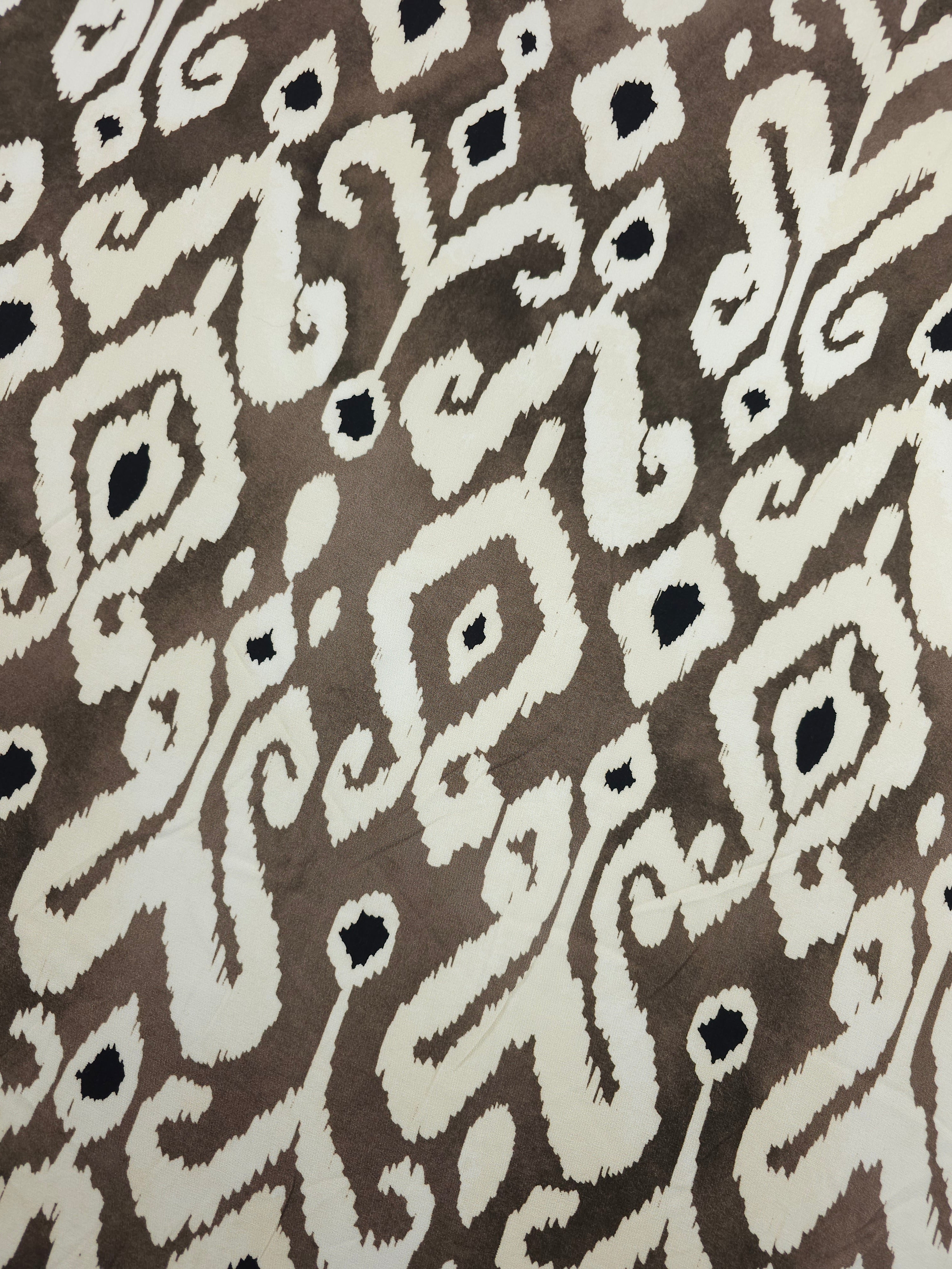 Mocha/Cream Ikat Viscose Challis