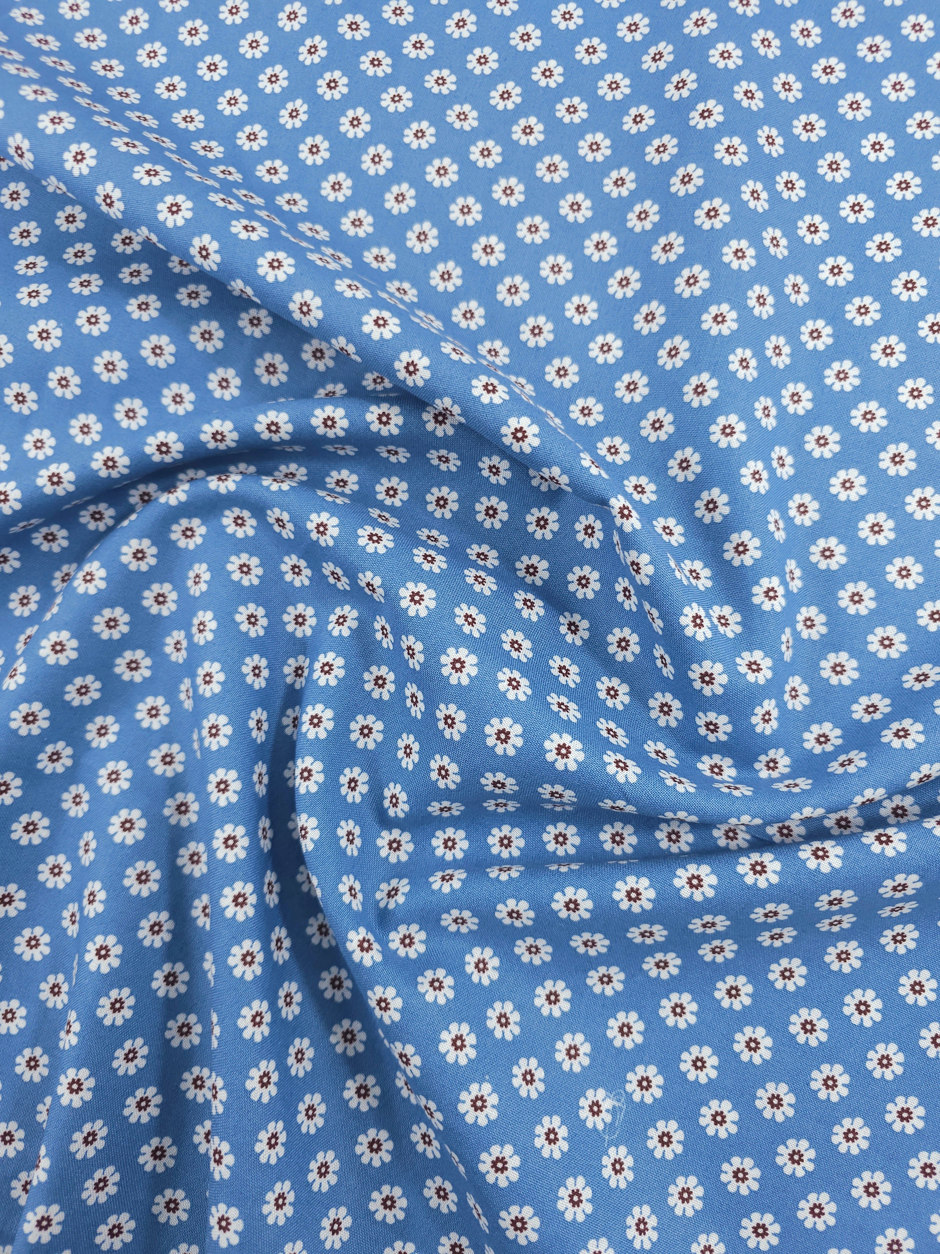 Powder Blue Mini Vintage Daisy 100% Cotton 60"