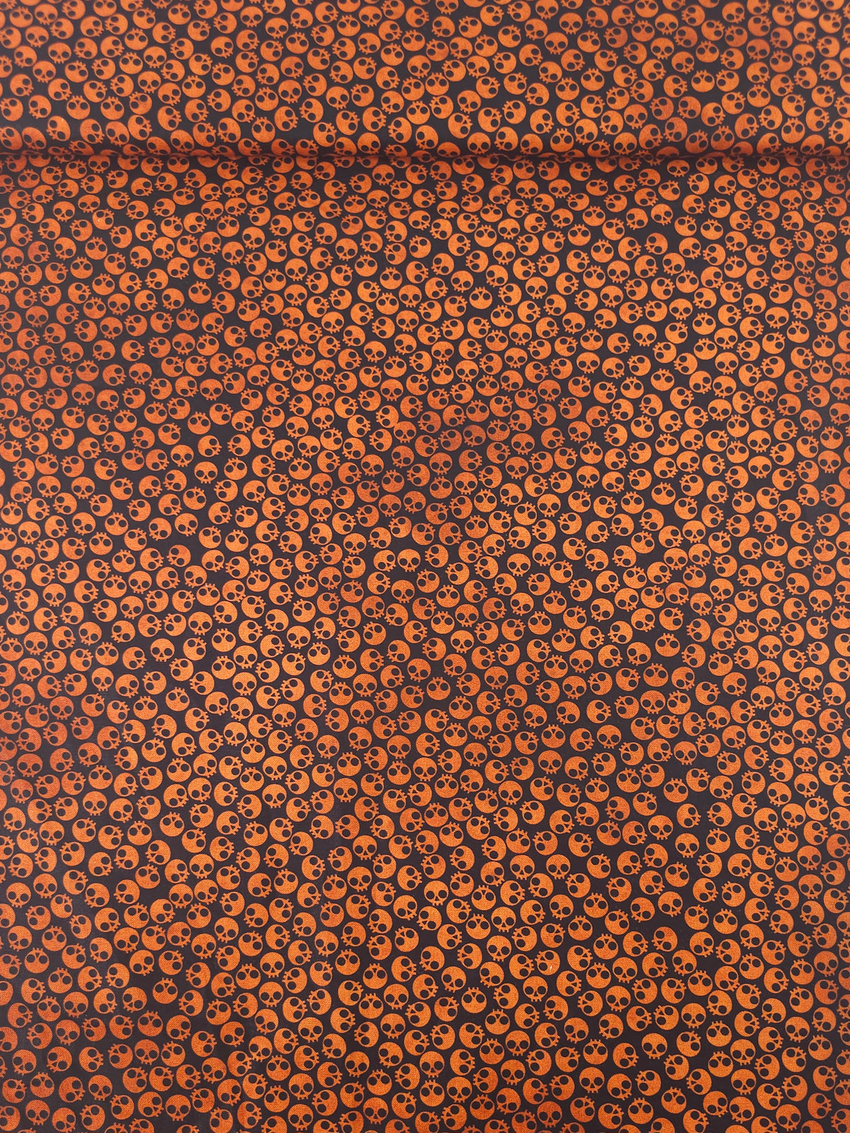 Orange/Black Tossed Skull Heads 100% Cotton - Robert Kaufman
