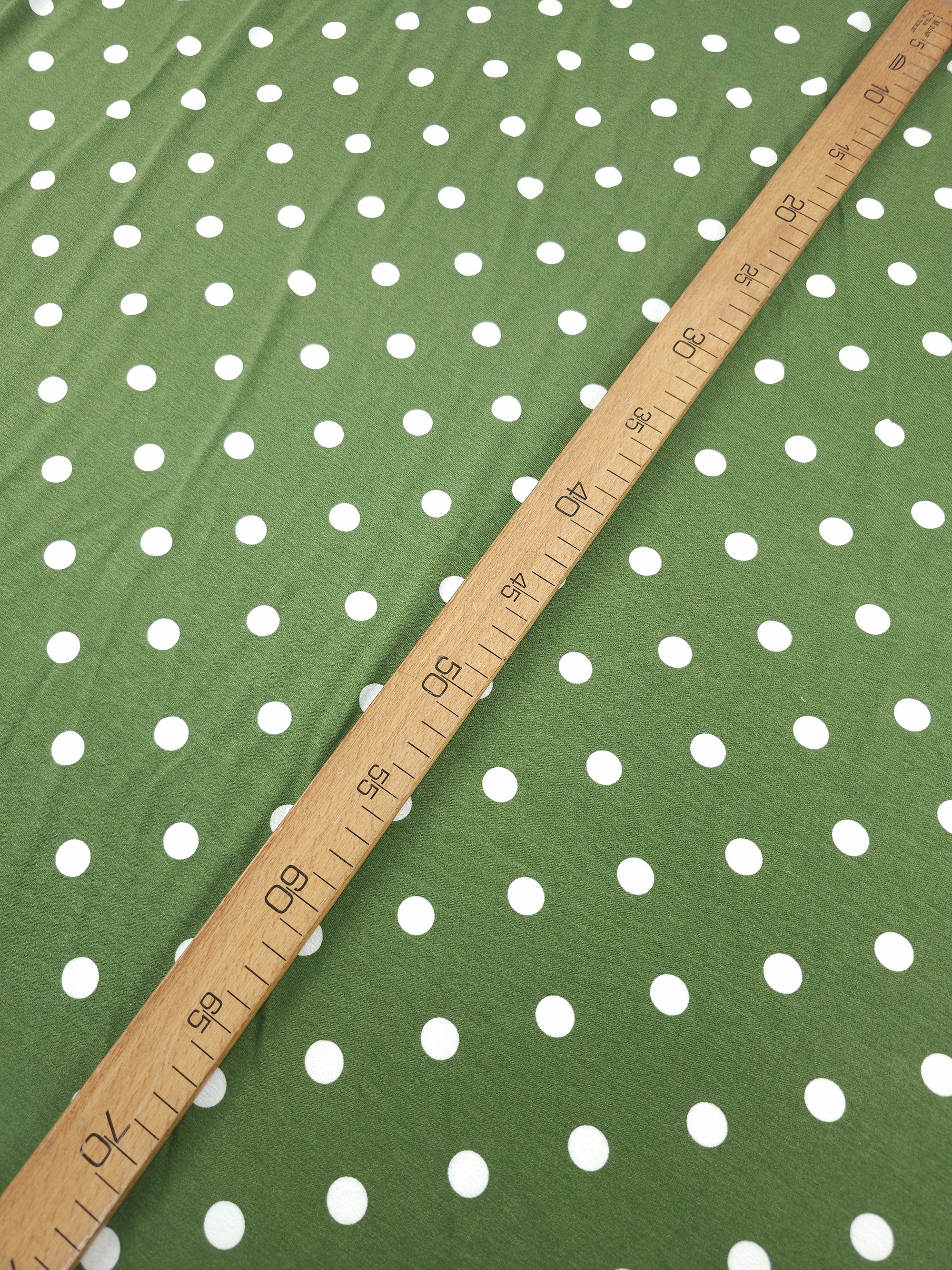 Warm Green Polka Spot Viscose Jersey