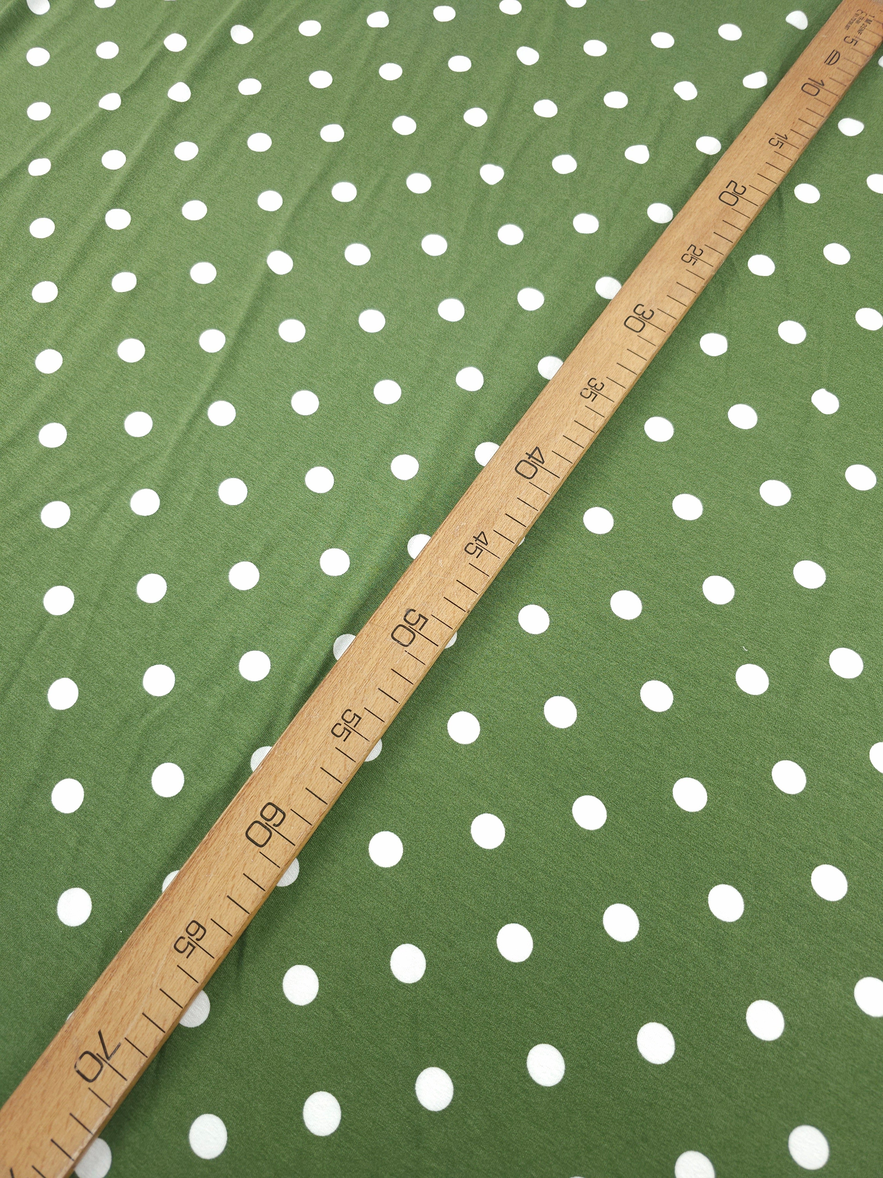 Warm Green Polka Spot Viscose Jersey