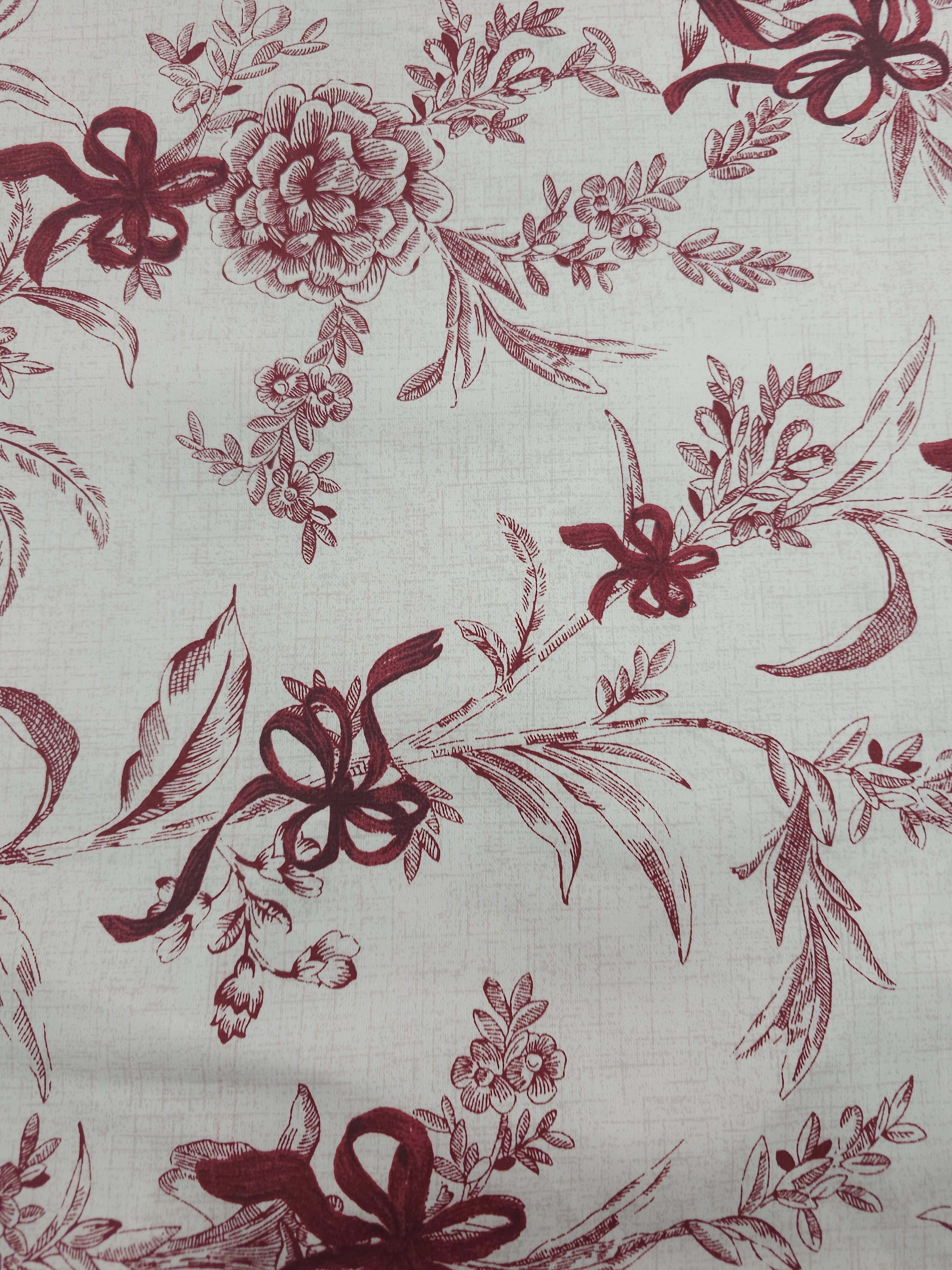 Burgandy Bow Floral Sketch 100% Cotton 104” *EXTRA WIDE*