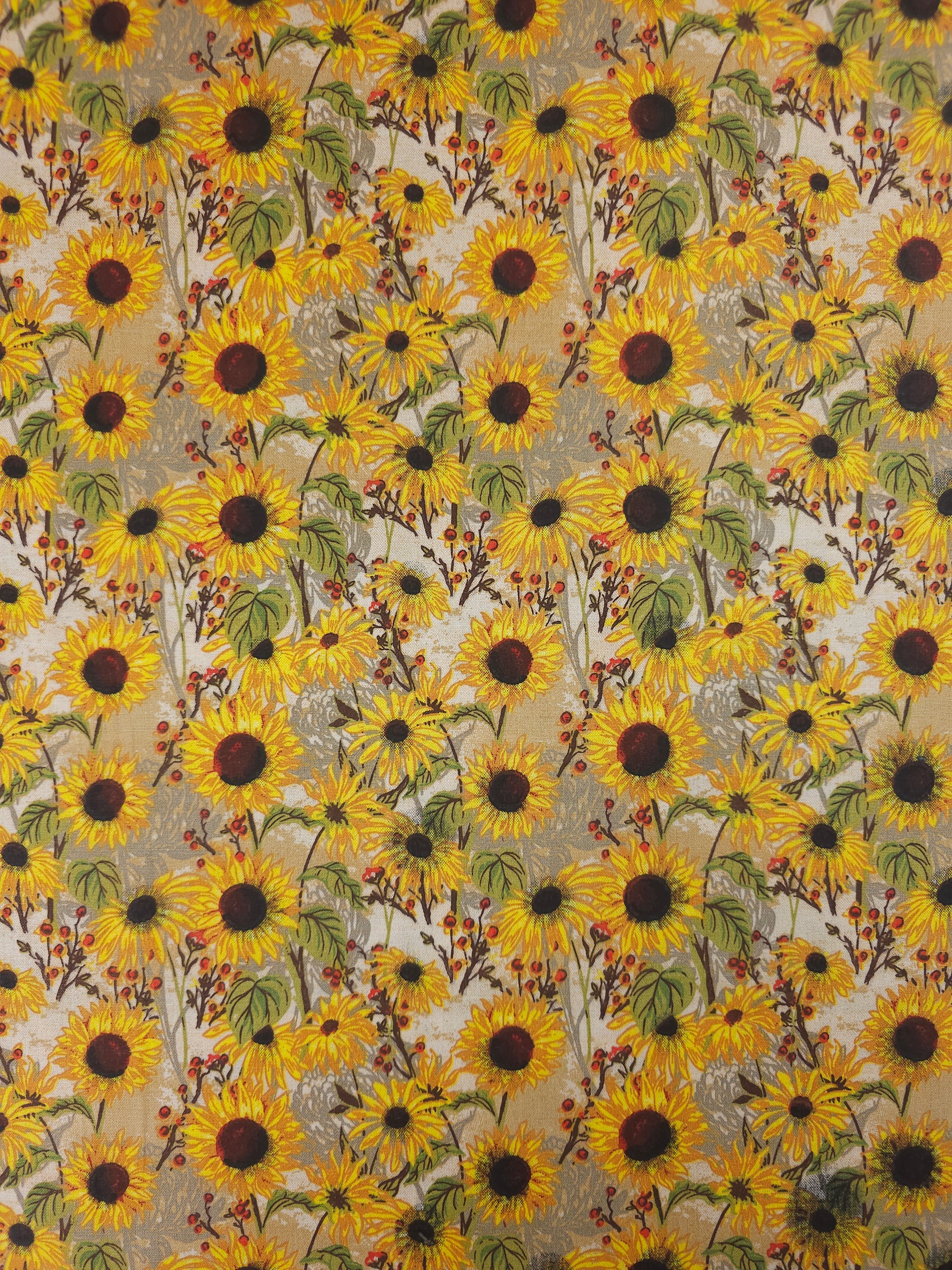 Retro Sunflower 100% Cotton