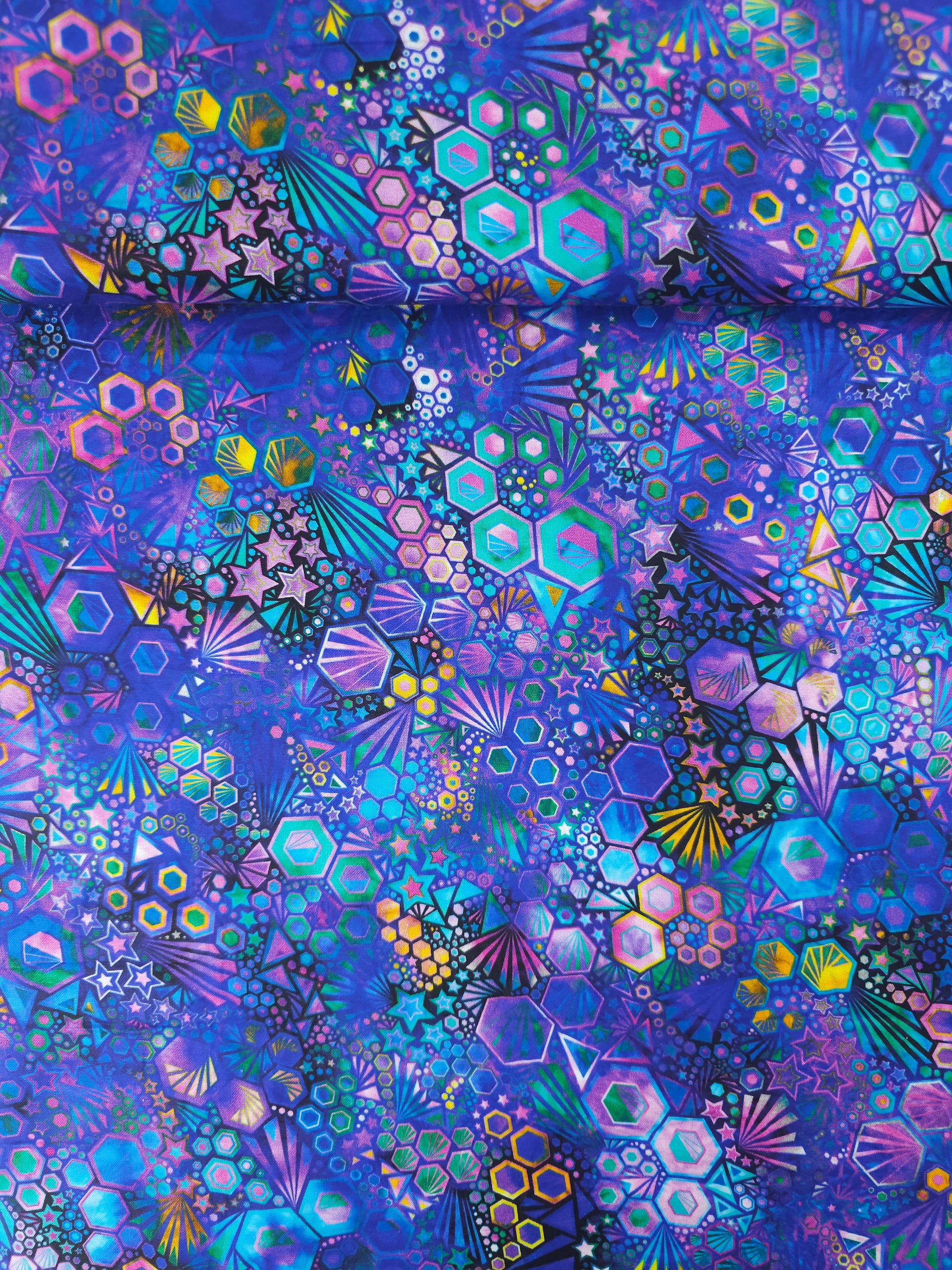 Blue/Purple Star Phantasma 100% Cotton - Robert Kaufman