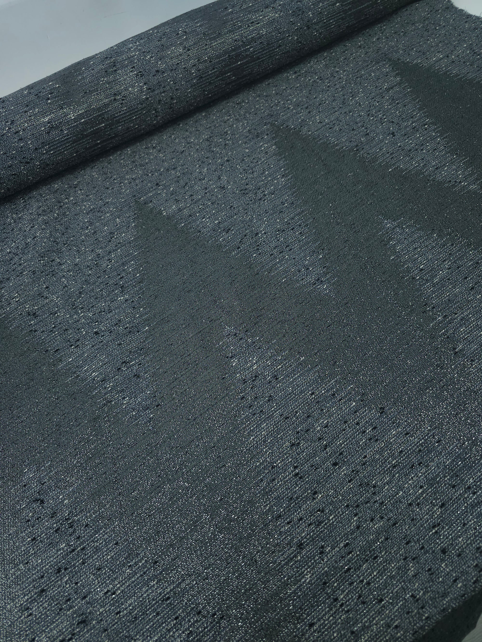 Smokey Grey ZigZag Lurex Jacquard