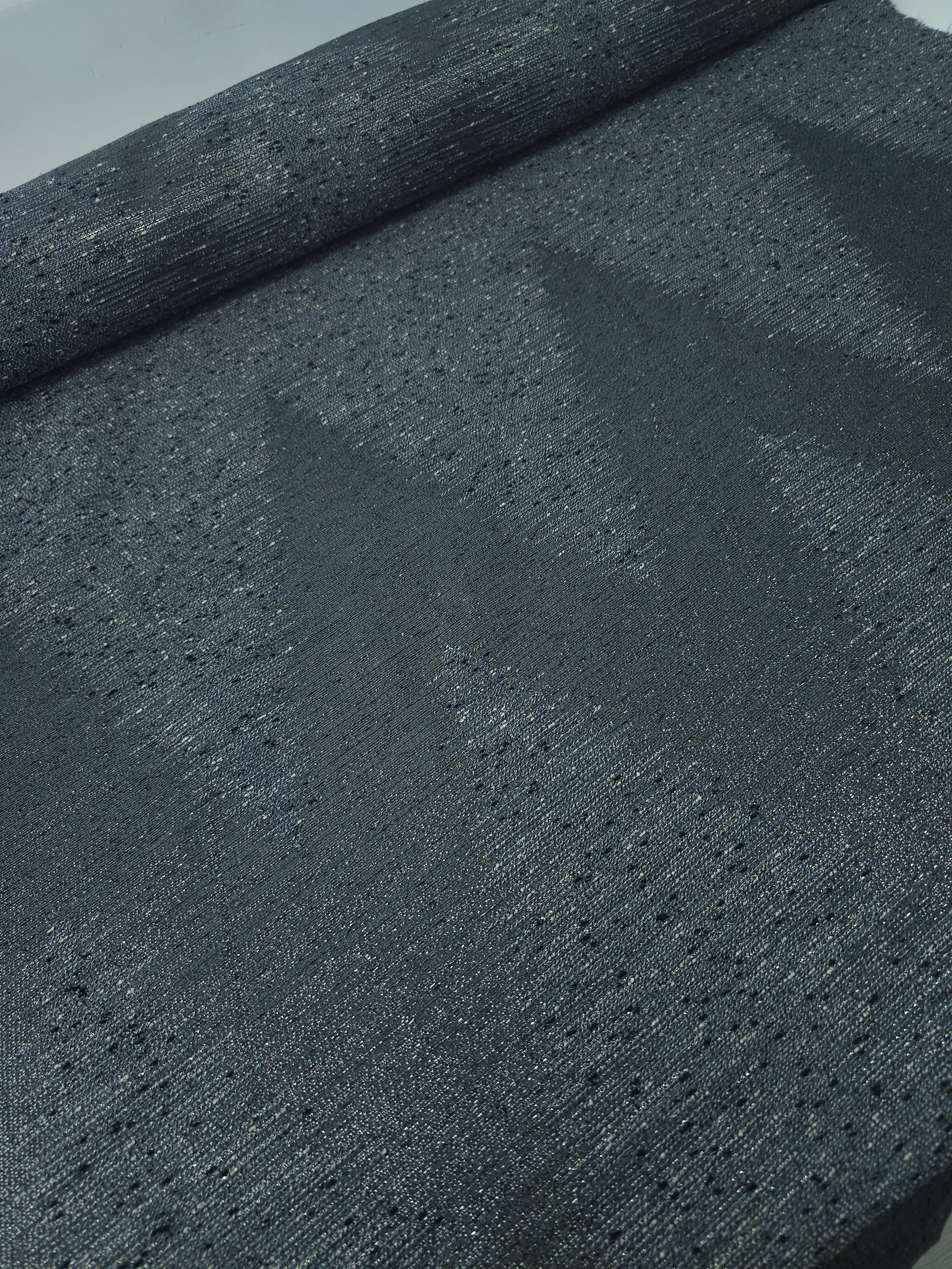 Smokey Grey ZigZag Lurex Jacquard