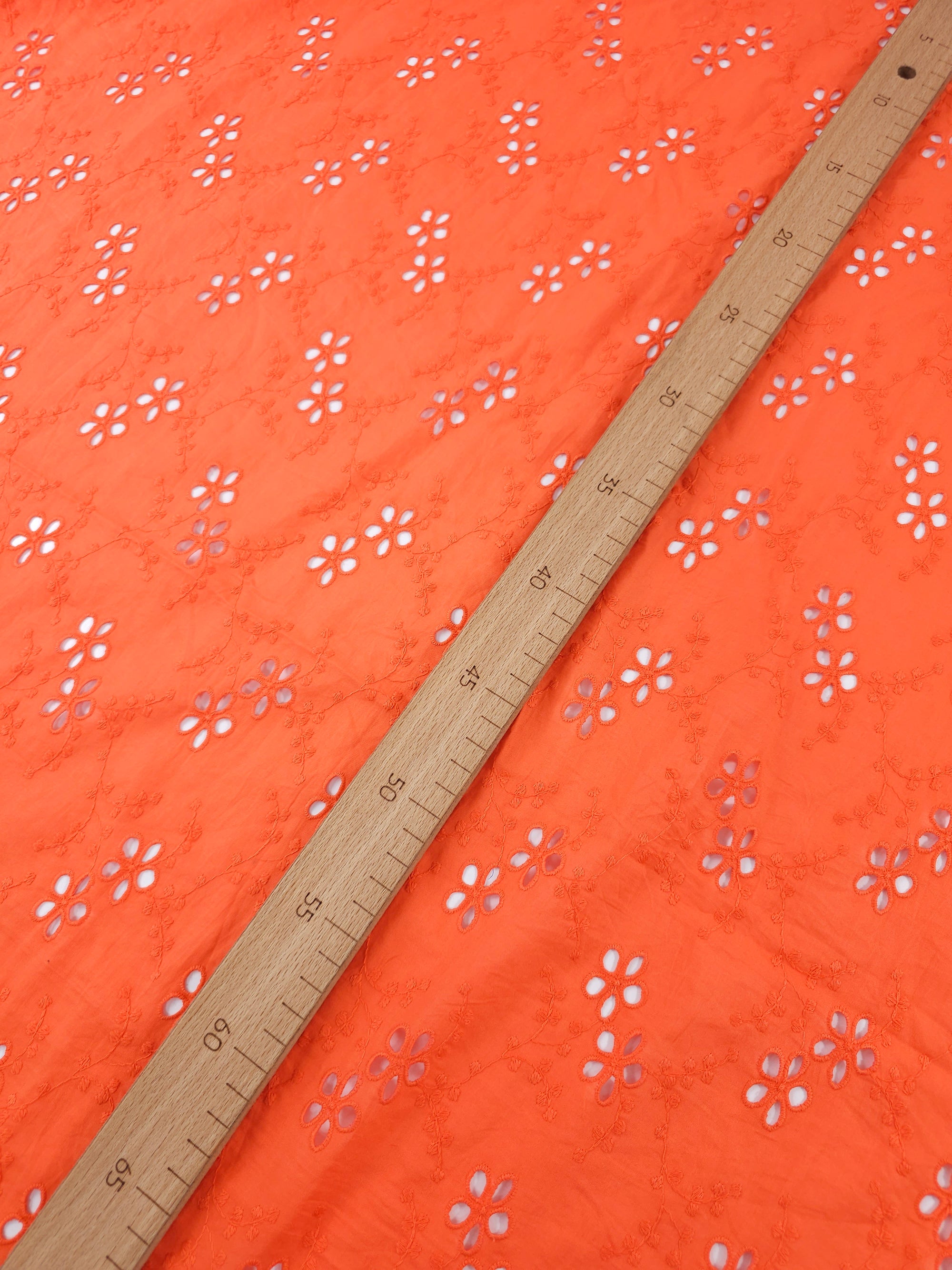 Cool Orange Flower Trail Cotton Poplin Broderie Anglaise