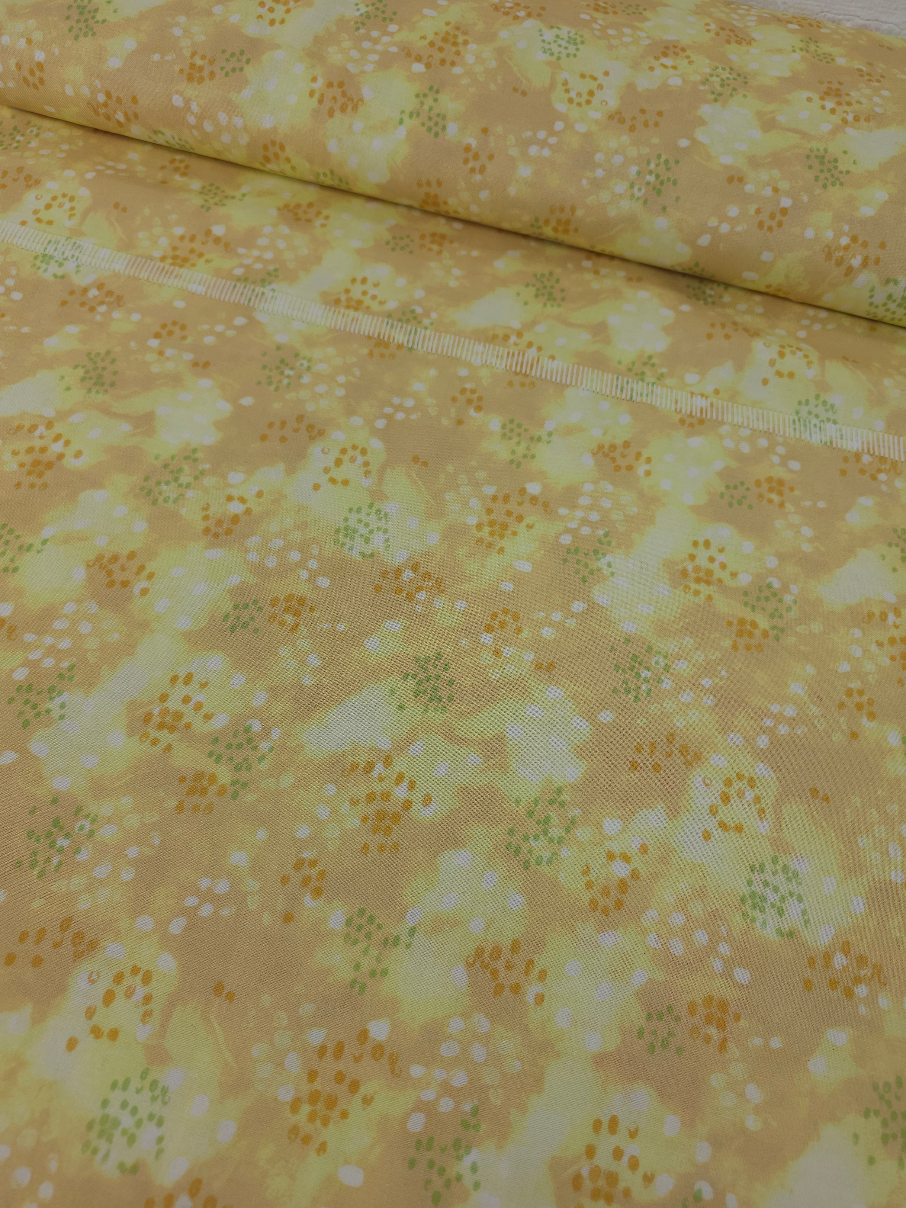 Marigold Abstract Speckle Splodge 100% Cotton