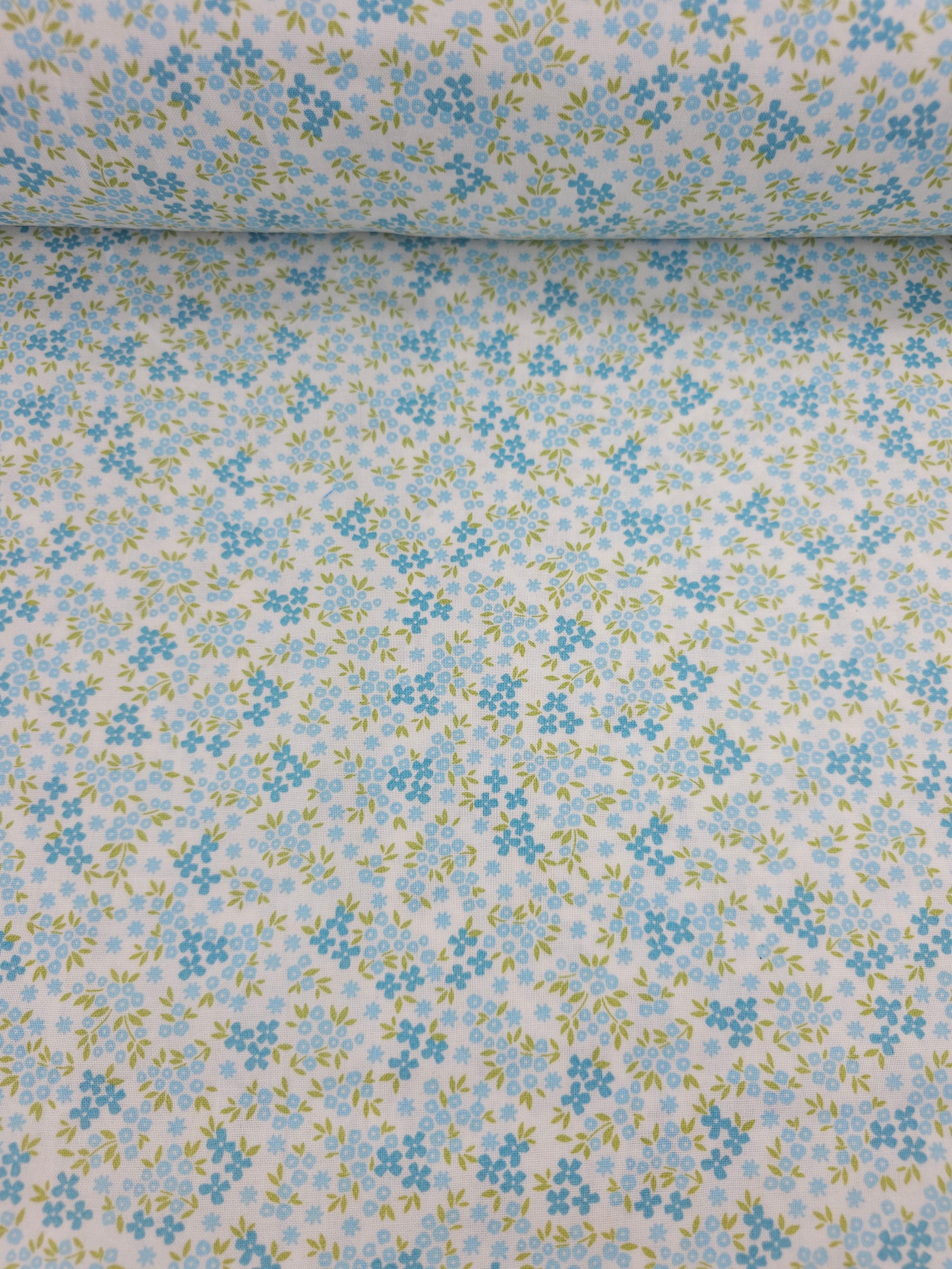 Ditsy Baby Blue Floral Party 100% Cotton
