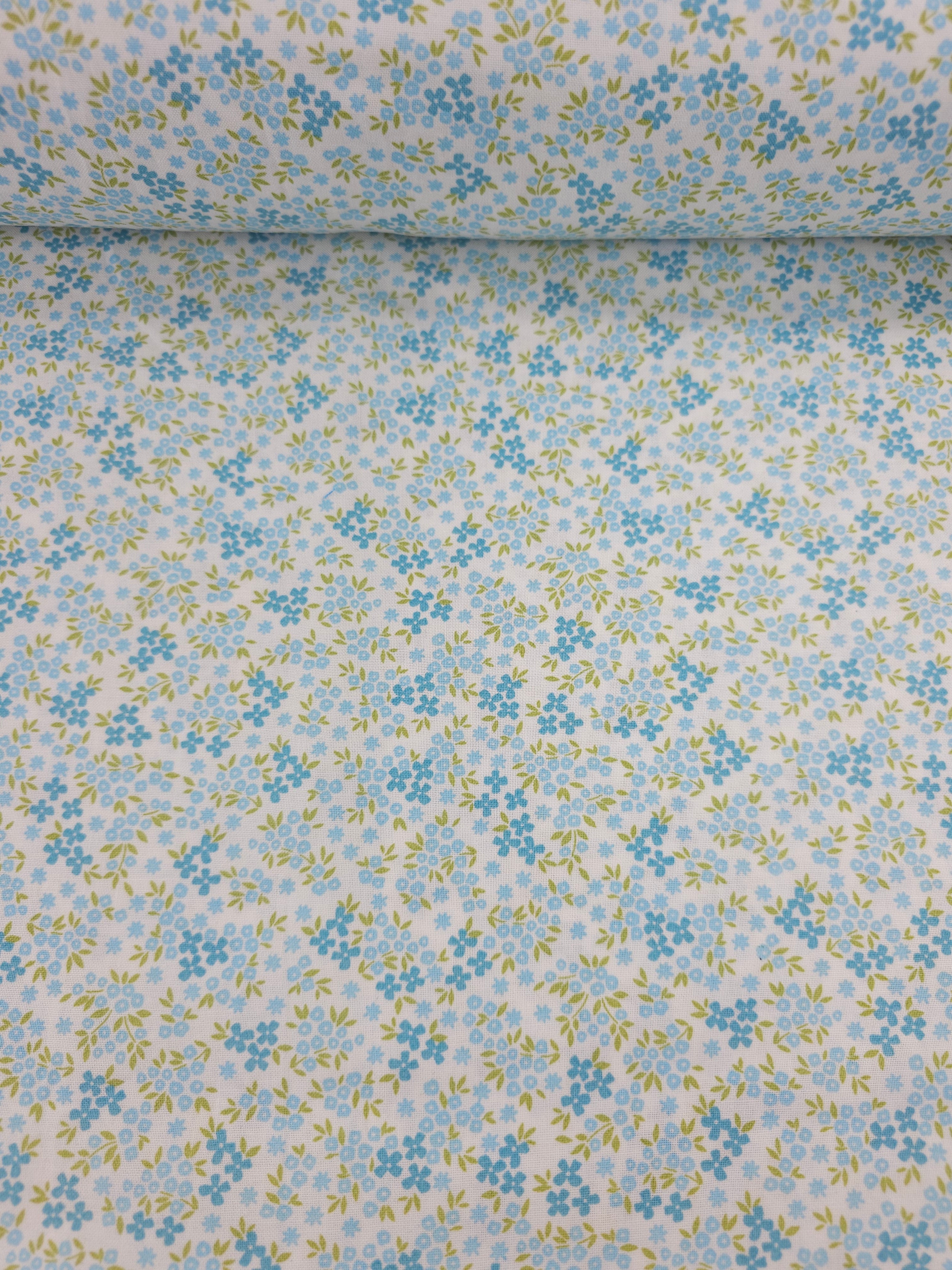 Ditsy Baby Blue Floral Party 100% Cotton