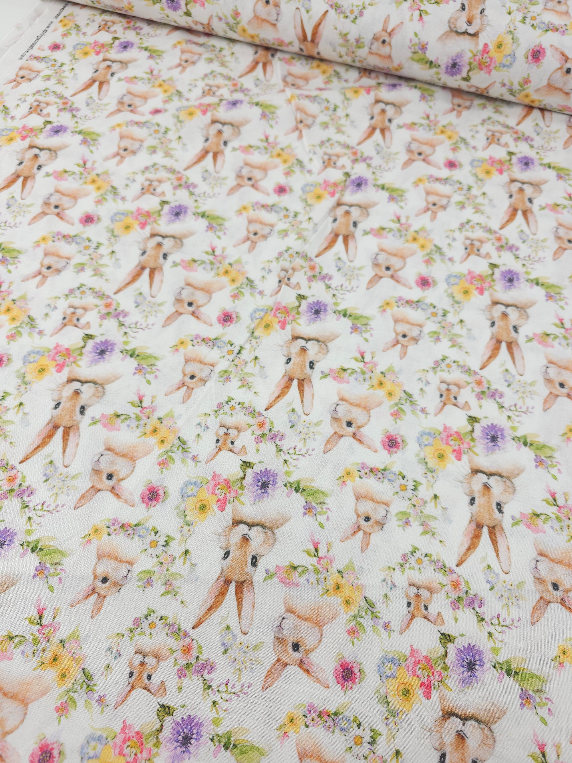 Spring Bunny Floral 100% Cotton