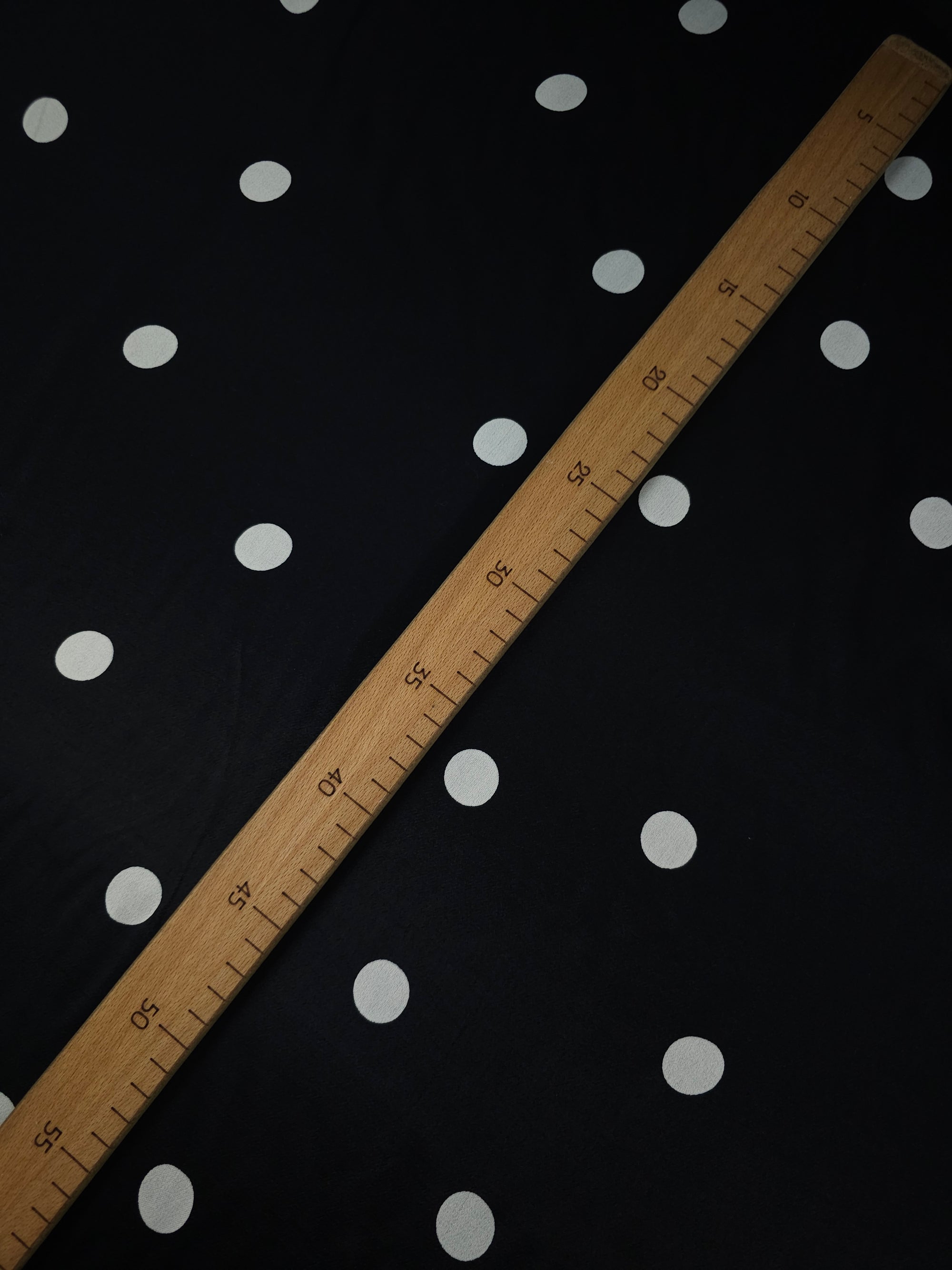 Black/White Polka Spot Viscose Satin