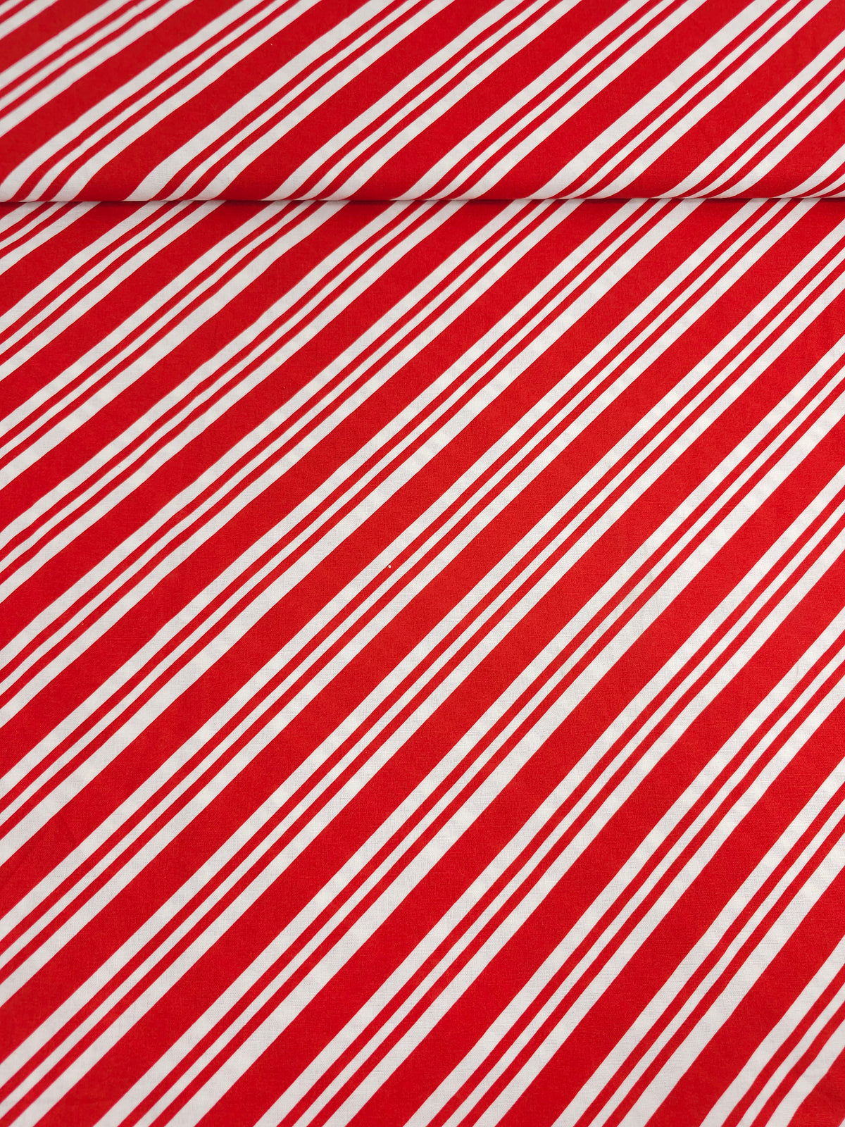 Red/White Diagonal Stripe 100% Cotton