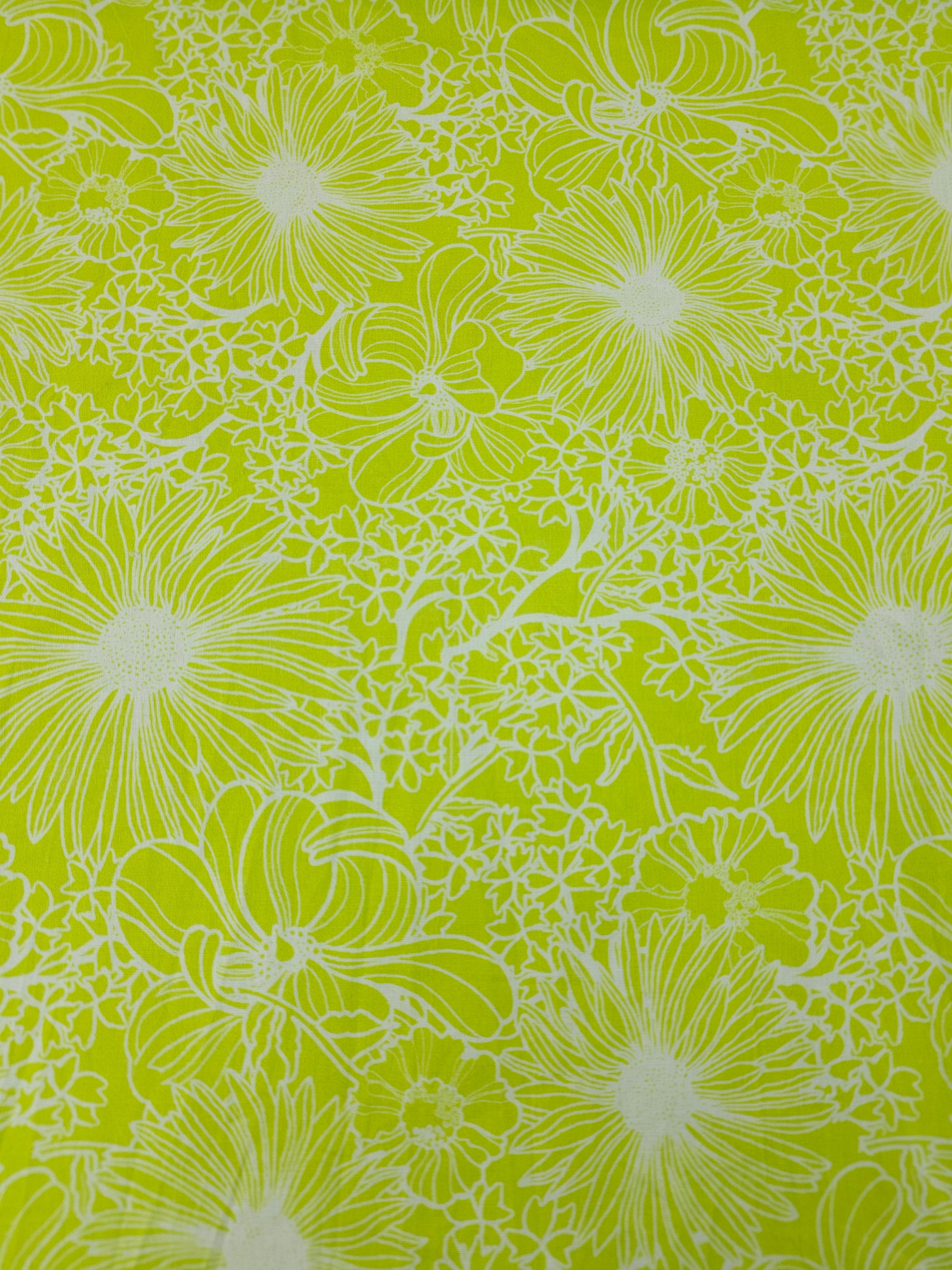 Lime Wonder Floral Sketch 100% Cotton
