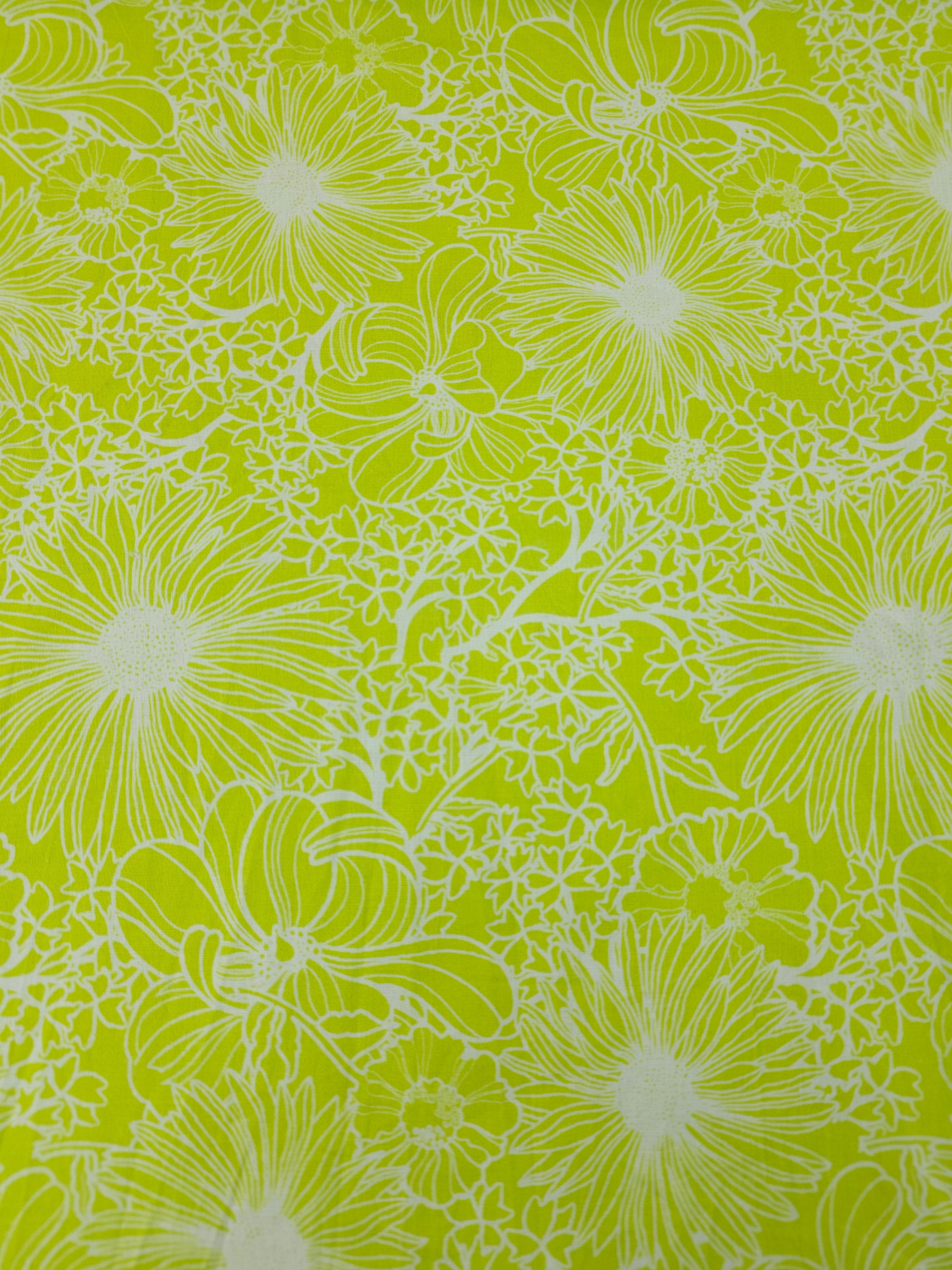 Lime Wonder Floral Sketch 100% Cotton