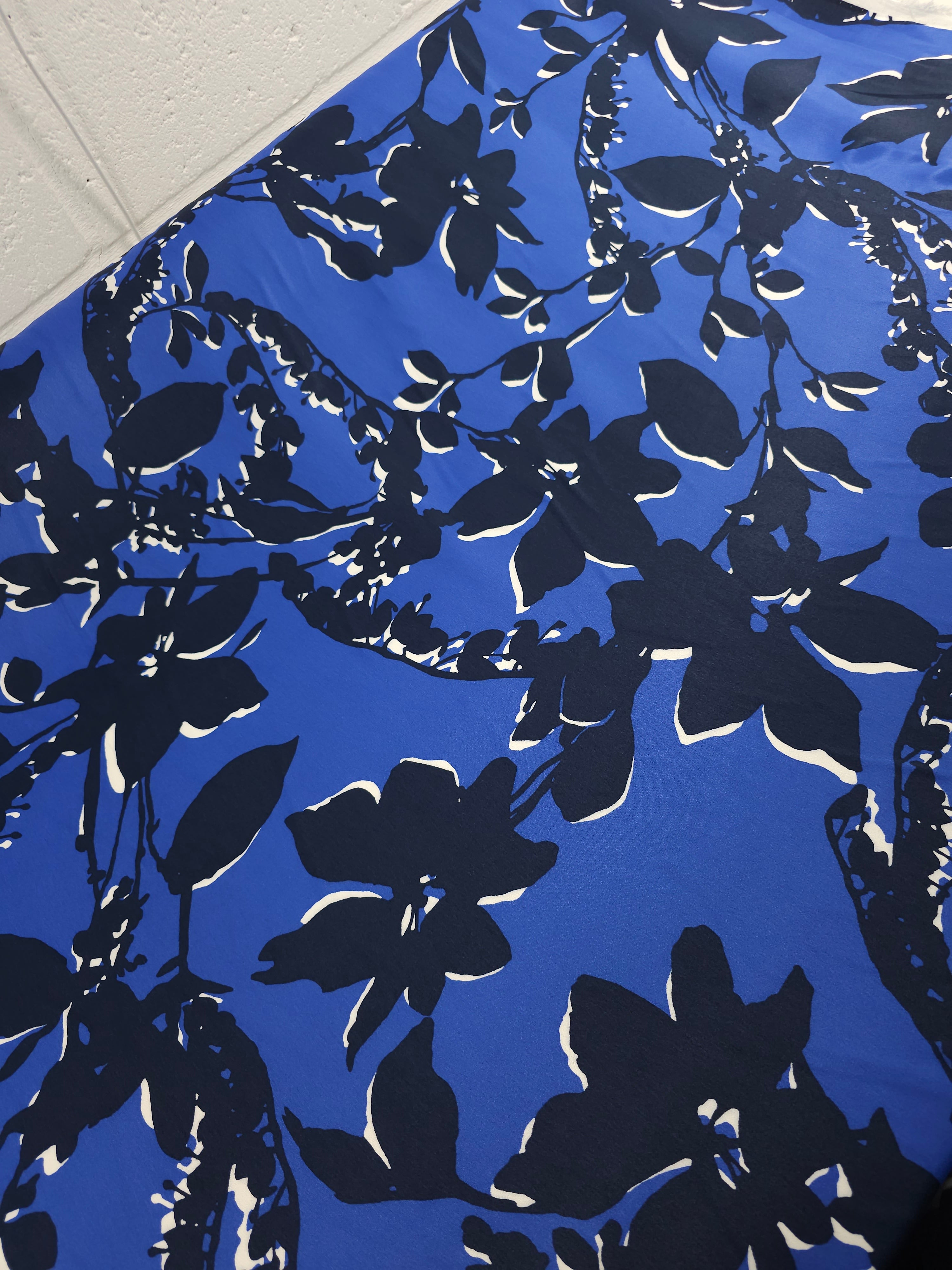 Navy/Blue Floral Crepe Backed Satin *DEFECT*